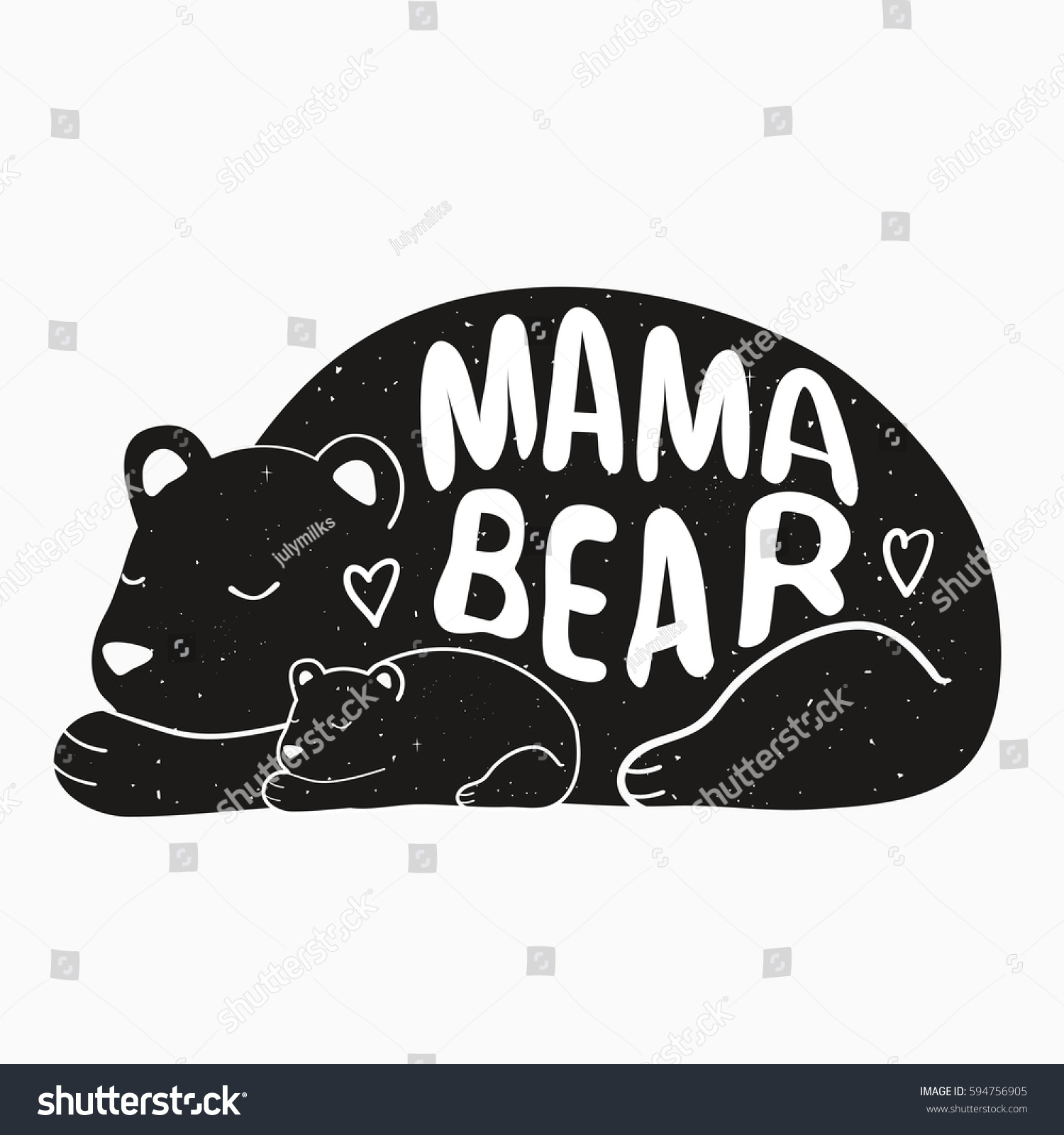Cute Vector Typography Poster With Mother Bear And Baby Illustration Lettering Quote Cute Vector Typography Poster With Mother Bear And Baby Illustration Lettering Quote