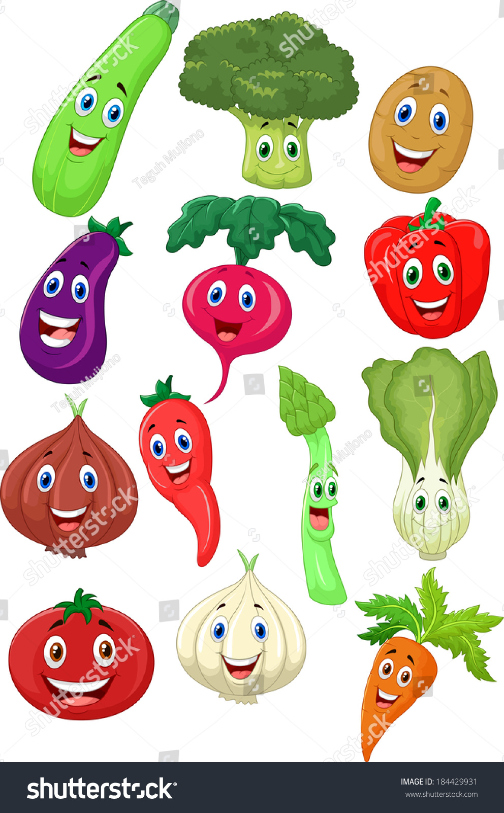 Cute Vegetable Cartoon Character Stock Vector (Royalty Free) 184429931 ...