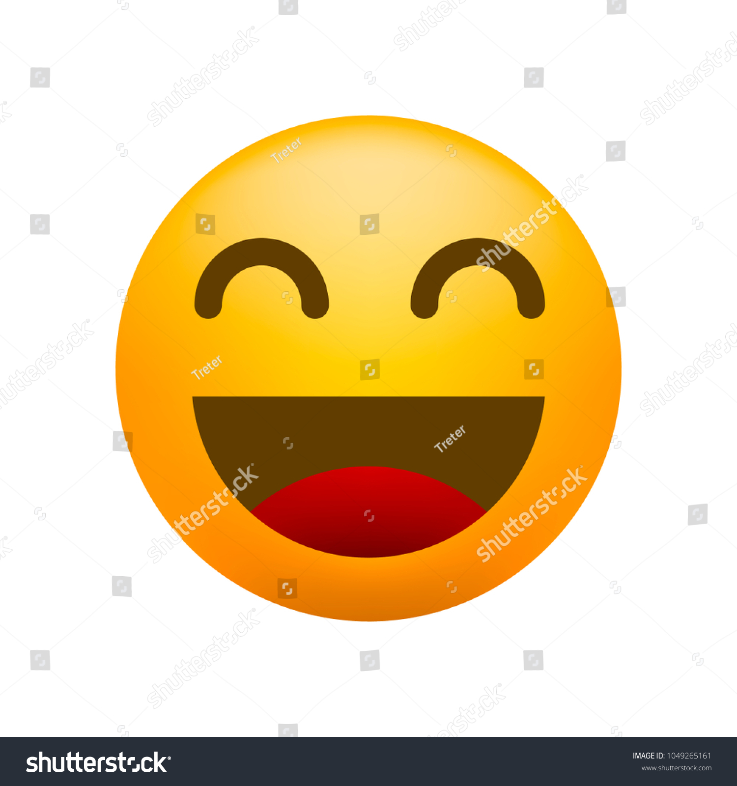 Cute Very Happy Emoticon On White Stock Vector (Royalty Free) 1049265161