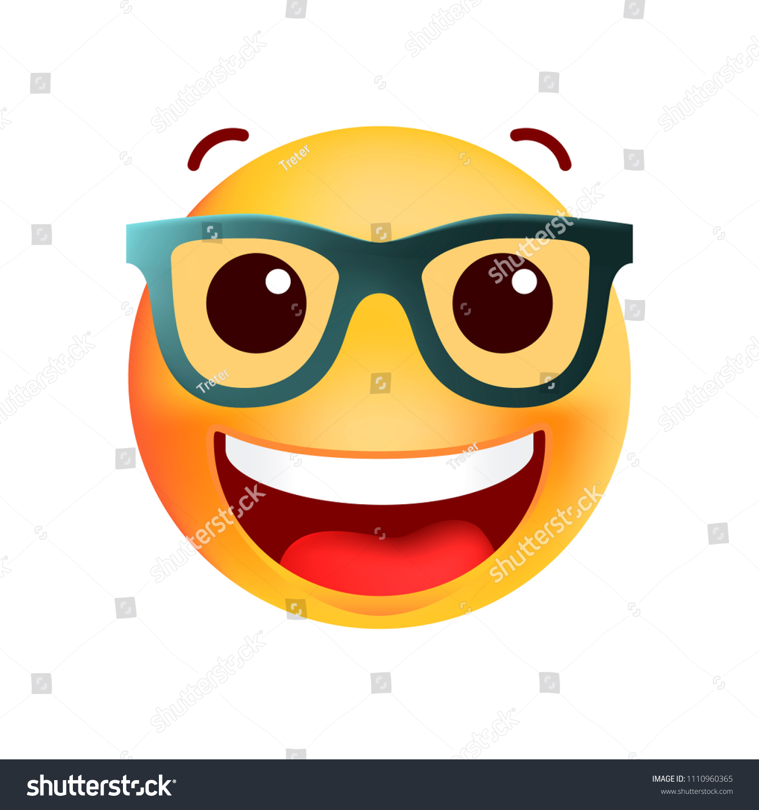 Cute Very Happy Glasses Emoticon On vector de stock (libre de regalías) 1110960365 Shutterstock