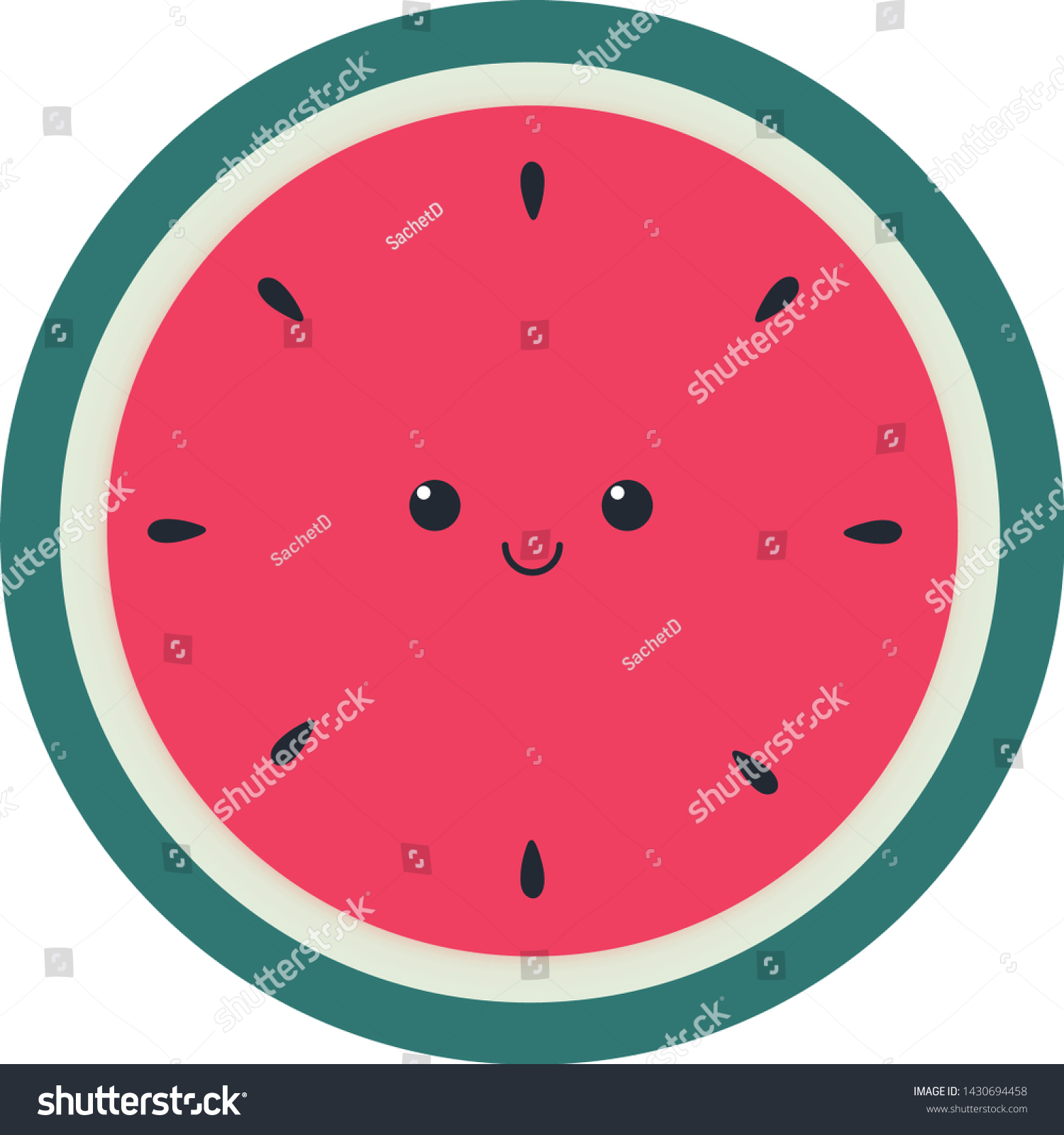 Download Cute Watermelon Summer Smiley Face Stock Vector Royalty Free 1430694458 PSD Mockup Templates