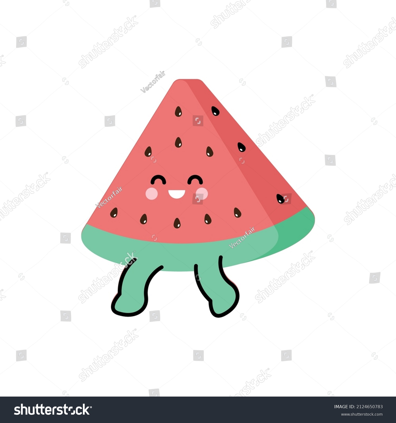 Cute Watermelon Kawaii Comic Character Stock Vector (Royalty Free ...