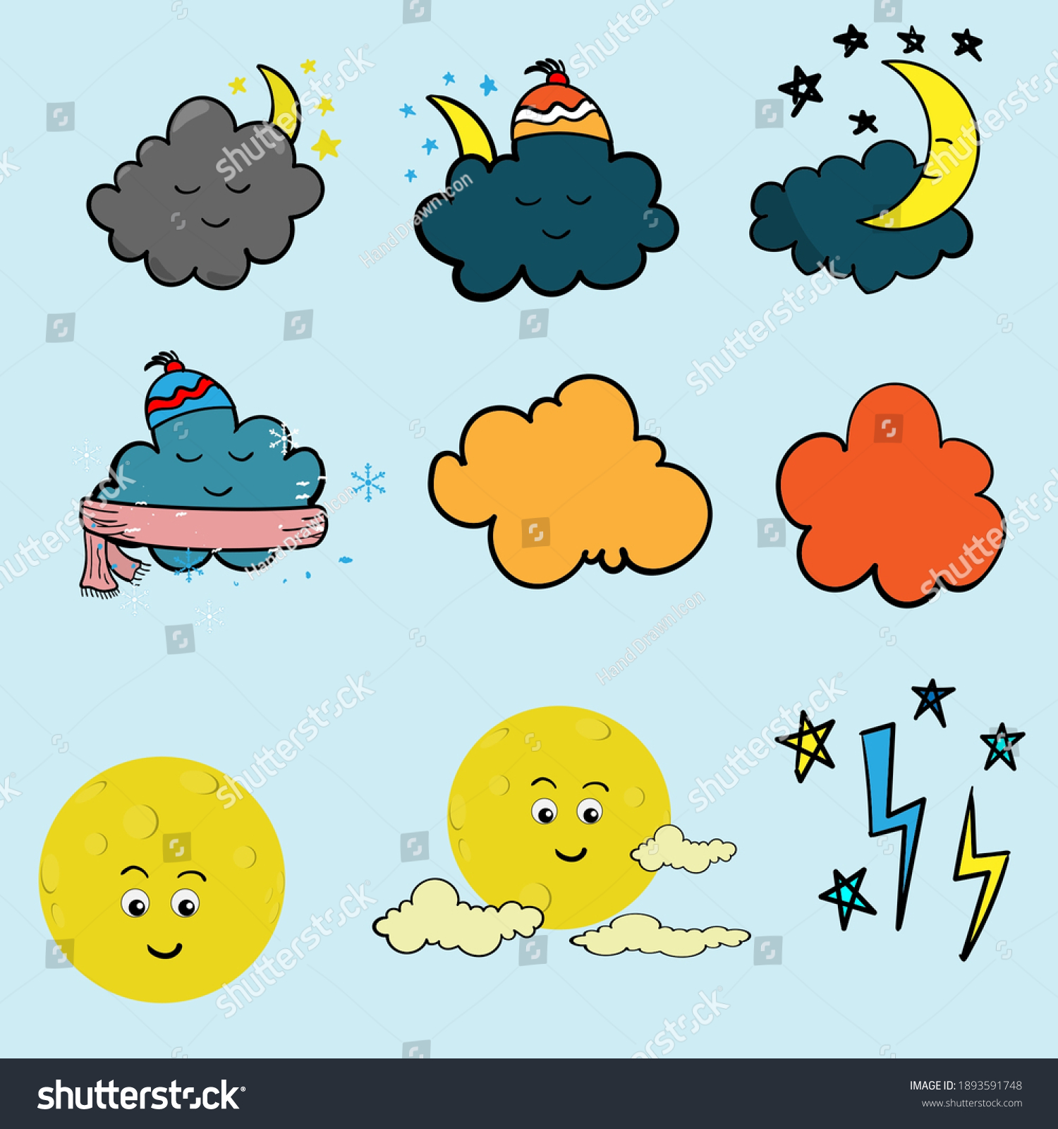 Cute Weather Collection Hand Drawn Style Stock Vector (royalty Free 