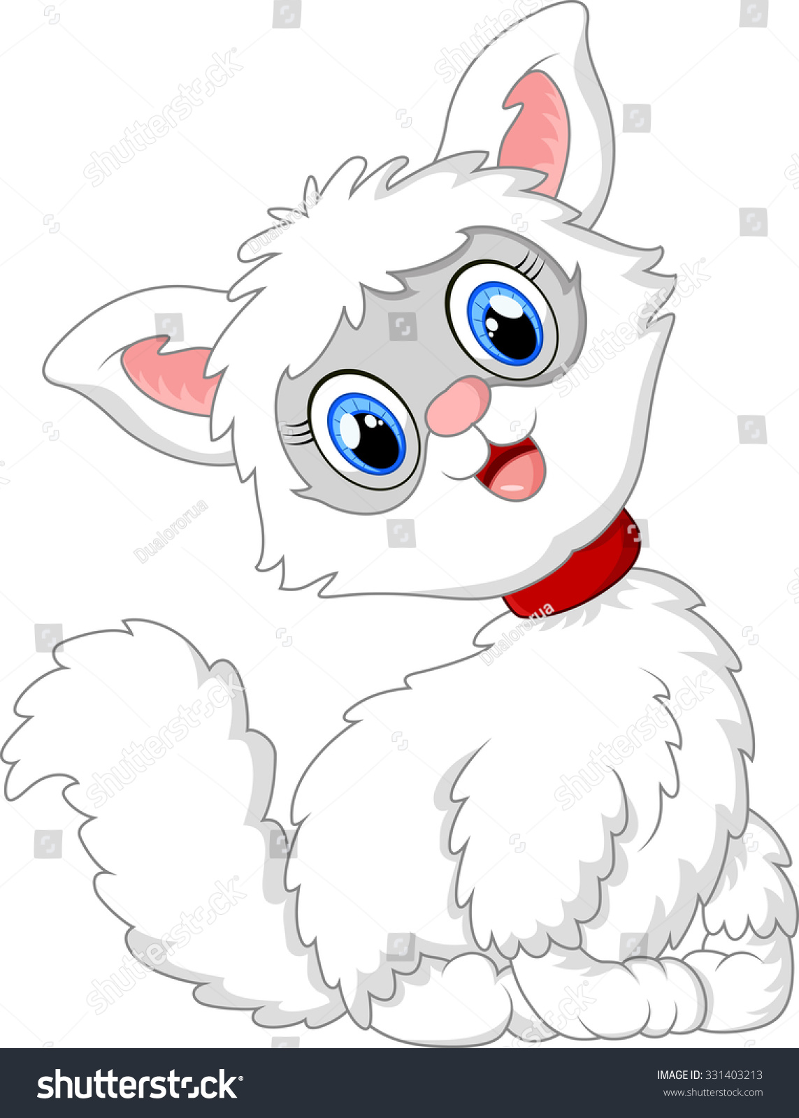 Cute White Cat Cartoon Stock Vector Illustration 331403213 Shutterstock