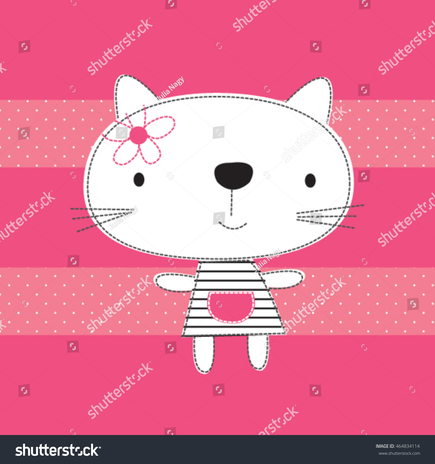 Cute White Cat Cartoon Vector Illustration Vetor Stock Livre De Direitos 464834114 Shutterstock 3726