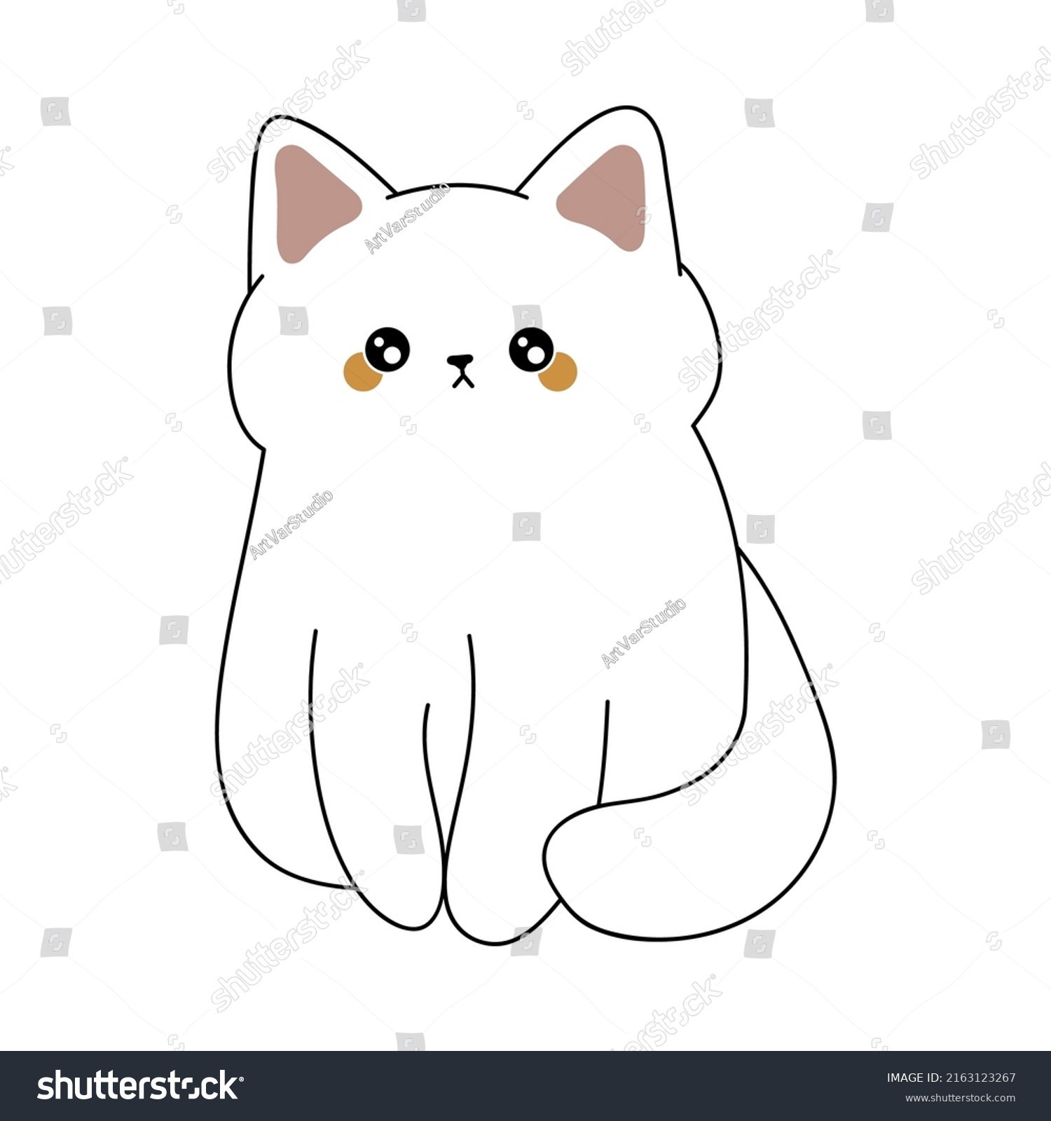 SVG of Cute white kitten. Vector illustration of a cute kitten. Cute little illustration of cat for kids, baby book, fairy tales, covers, baby shower invitation, textile t-shirt. svg