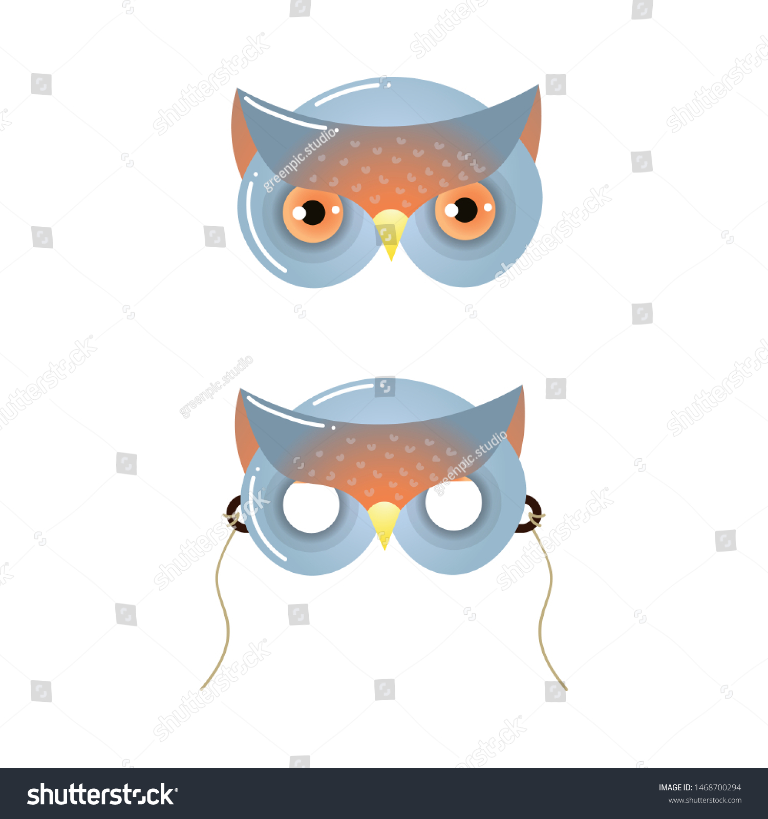 SVG of Cute wild grey owl mask, kid carnival svg