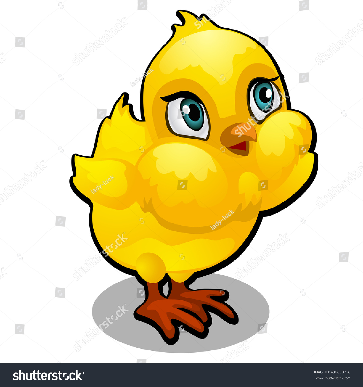 Cute Yellow Cartoon Chick Isolated On Stock Vector (Royalty Free ...