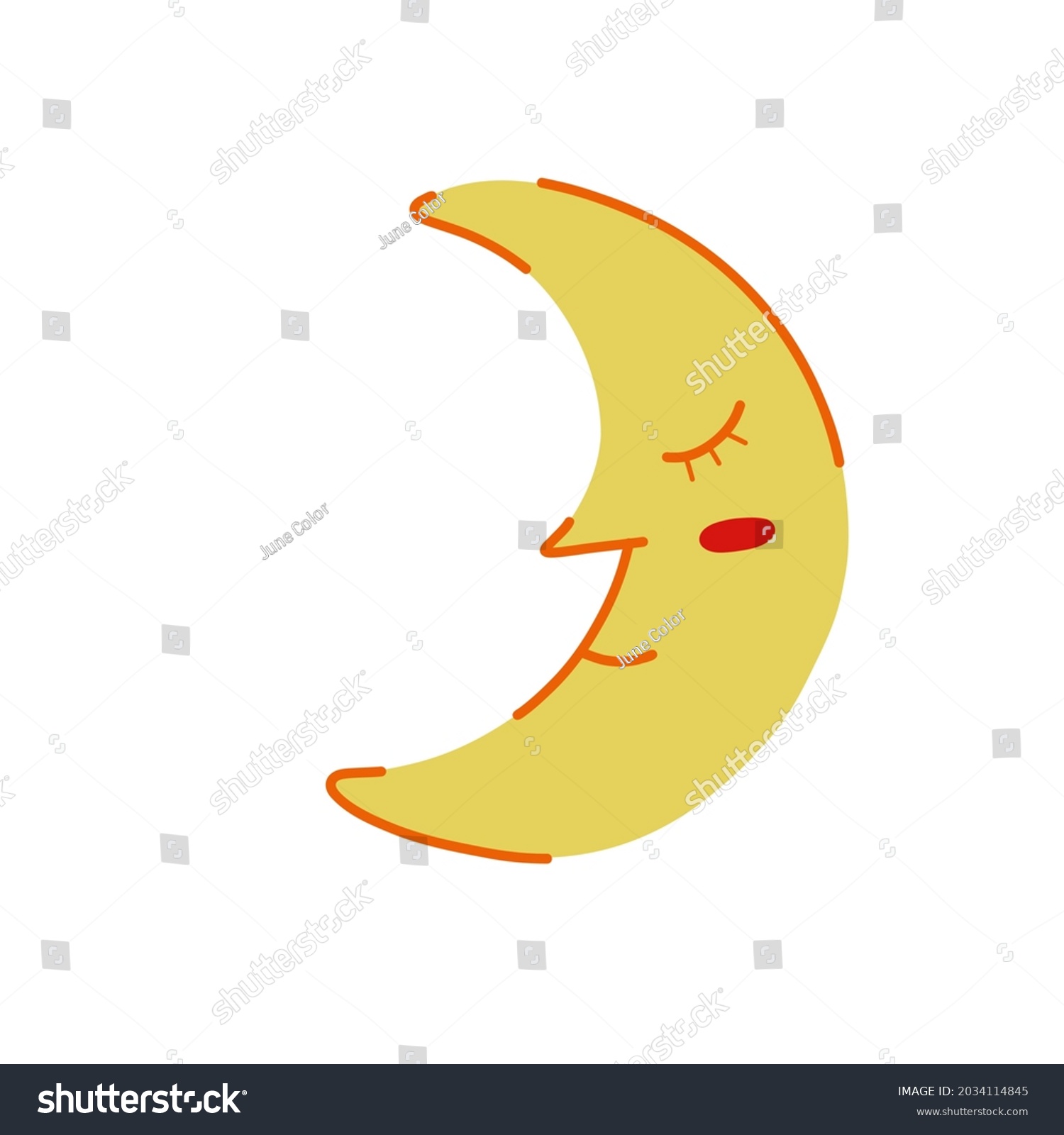 Cute Yellow Moon Face Sleeping Vector Stock Vector (Royalty Free ...