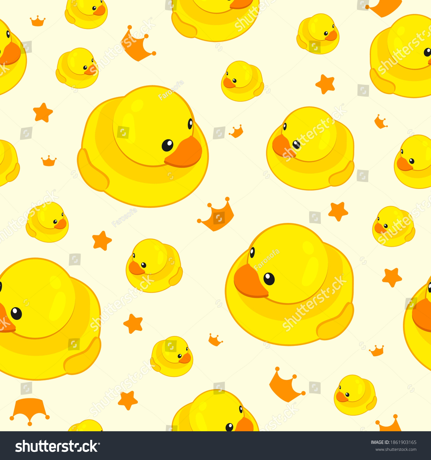 Cute Yellow Rubber Duck Seamless Pattern Stock Vector (Royalty Free ...