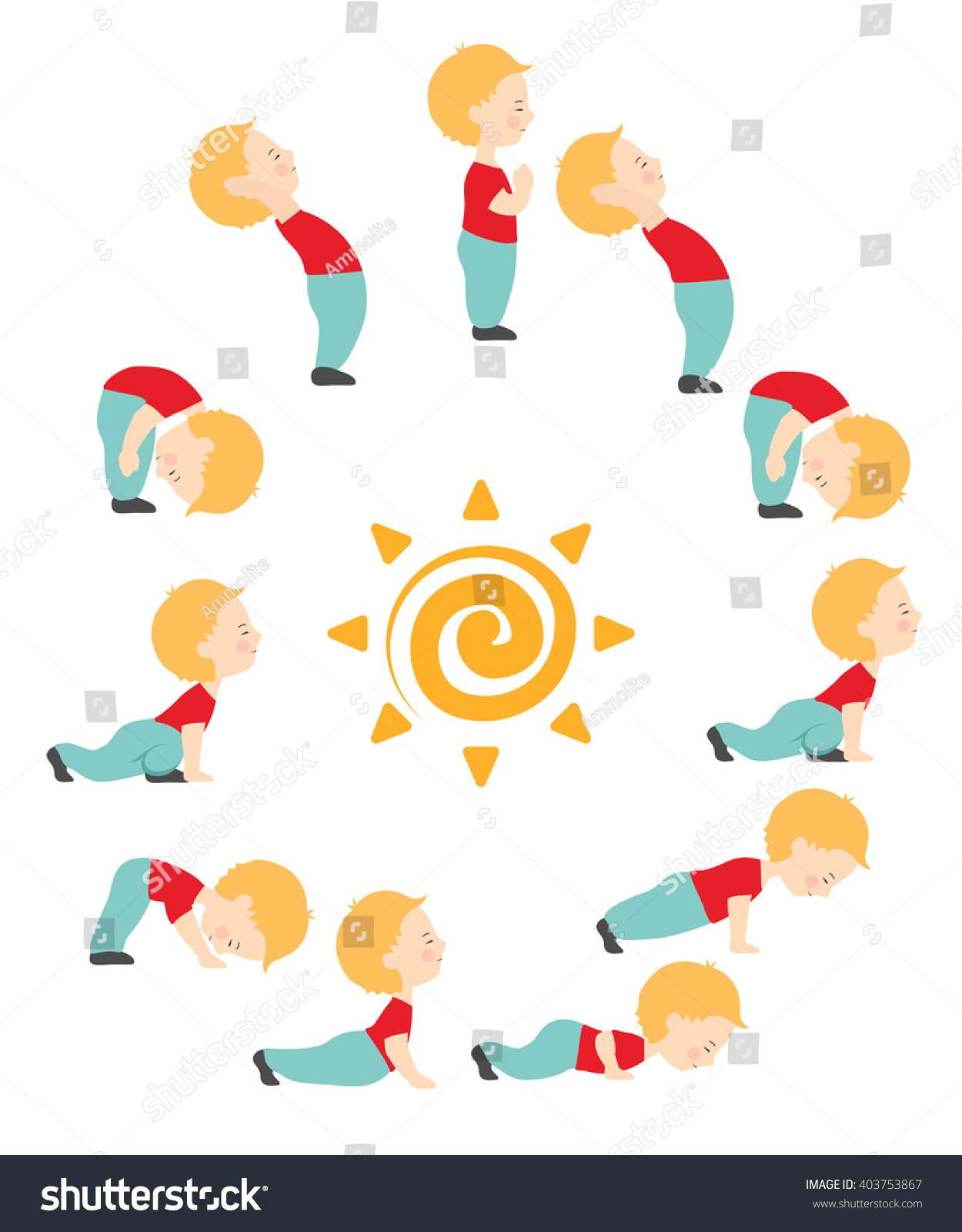 Cute Yoga Kid Cartoon Vector Illustration Stock Vector Royalty