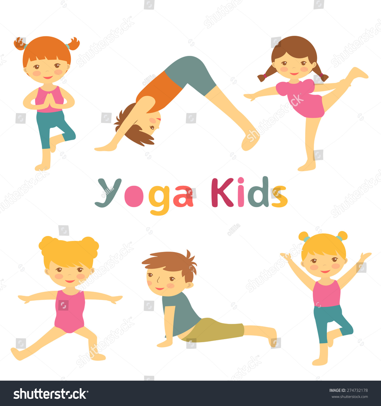 Cute Yoga Kids Stock Vector Illustration 274732178 : Shutterstock