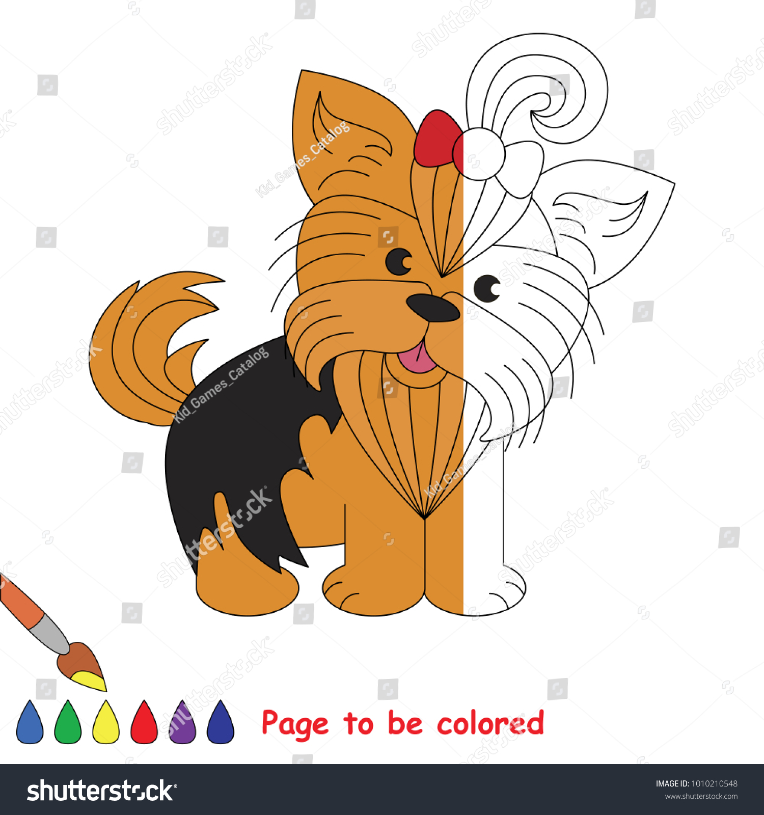 Cute Yorkshire Terrier Small Pet Coloring Stock Vector Royalty Free 1010210548