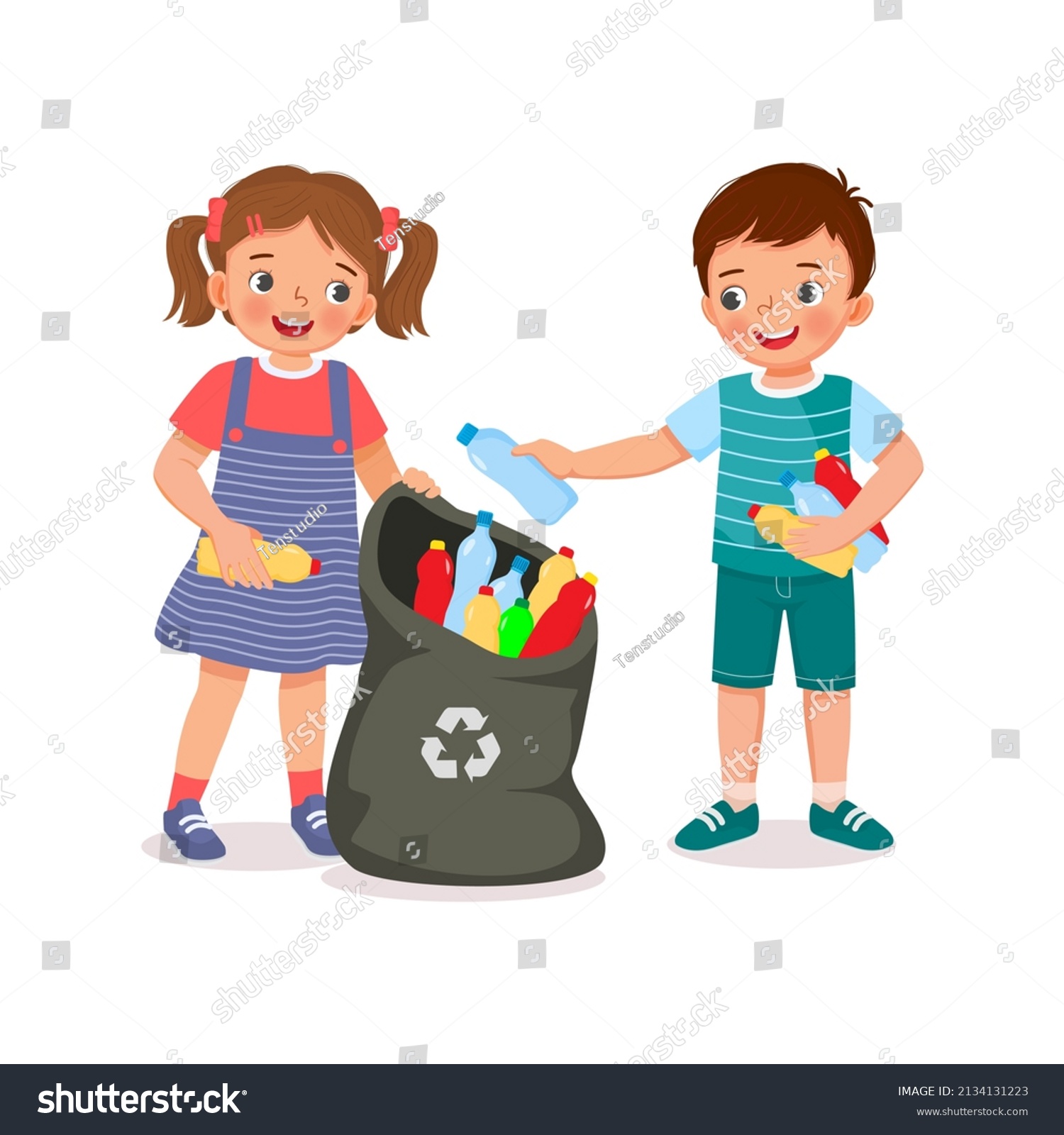 Cute Young Child Kids Boy Girl Stock Vector (Royalty Free) 2134131223 ...