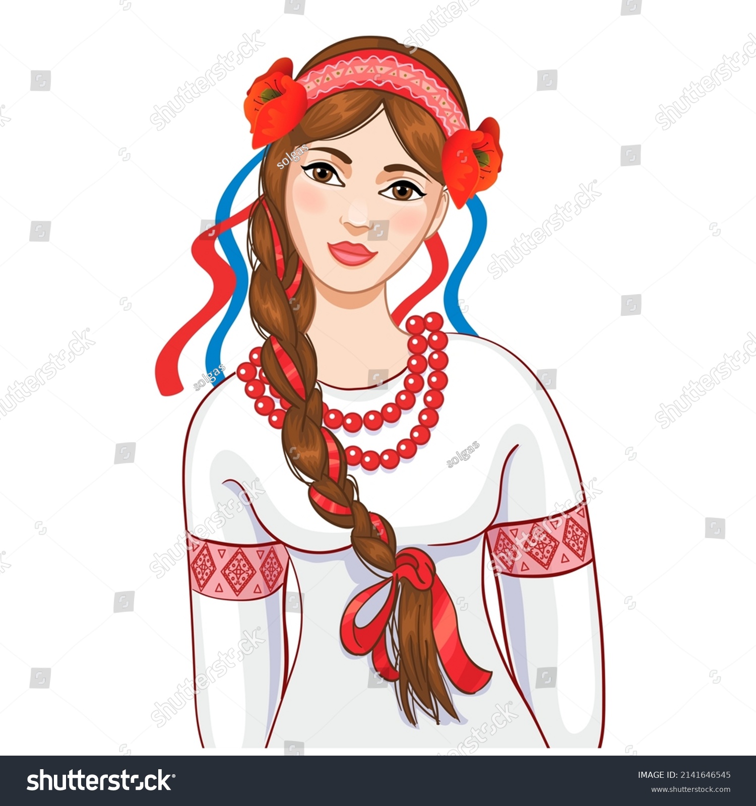 Cute Young Girl Ukrainian Traditional Clothes Stock Vector (Royalty ...