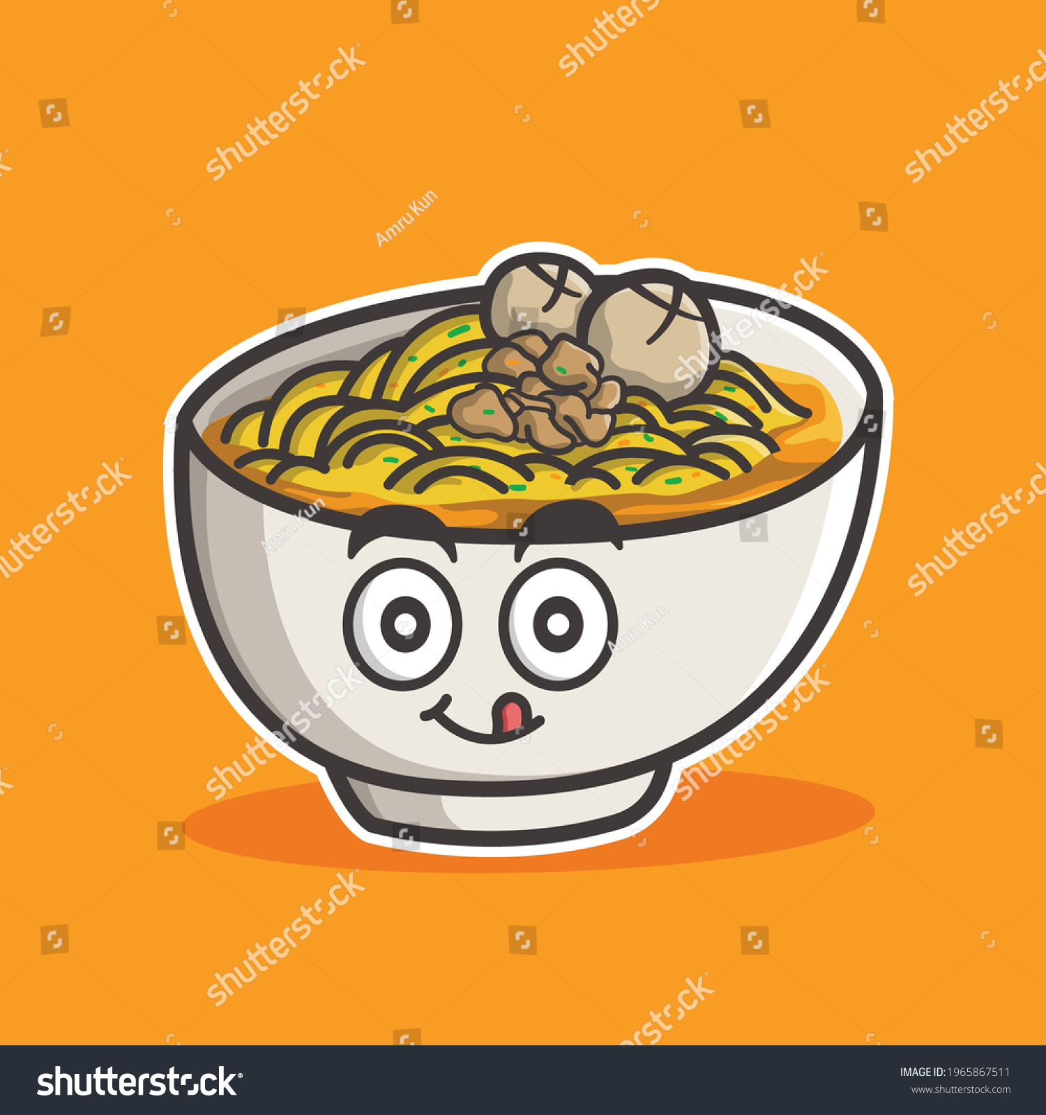 Cute Yummy Mie Ayam Chicken Noodle Stock Vector Royalty Free