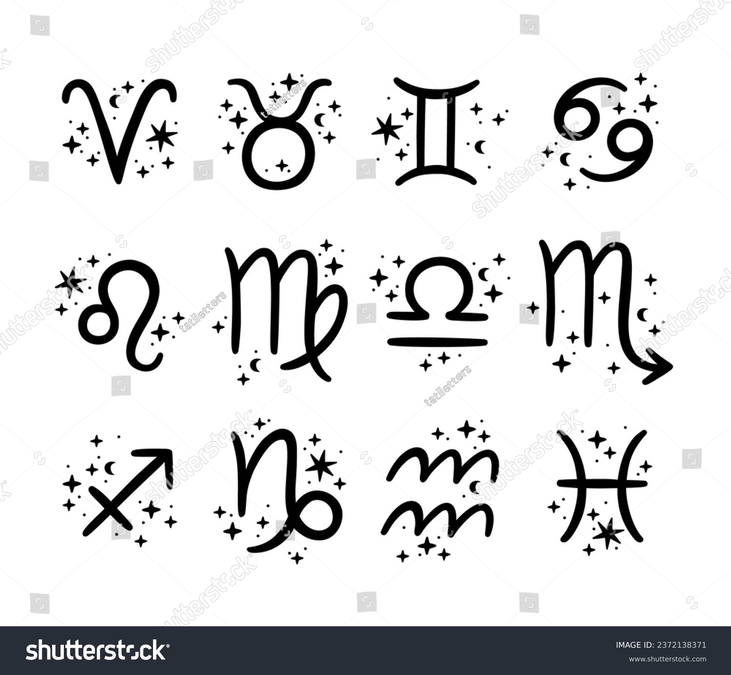 SVG of Cute Zodiac sign collection black and white. Astrology icon Virgo simple illustration, Libra clipart, Horoscope celestial set. svg