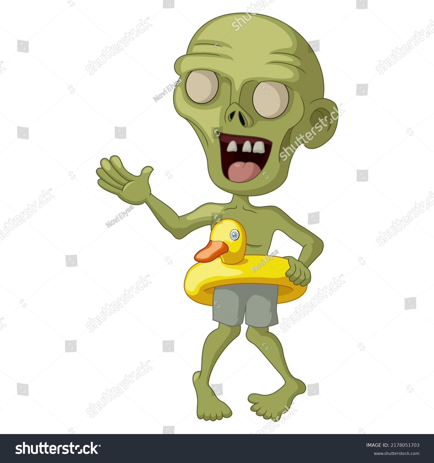 SVG of Cute zombie cartoon with inflatable duck svg
