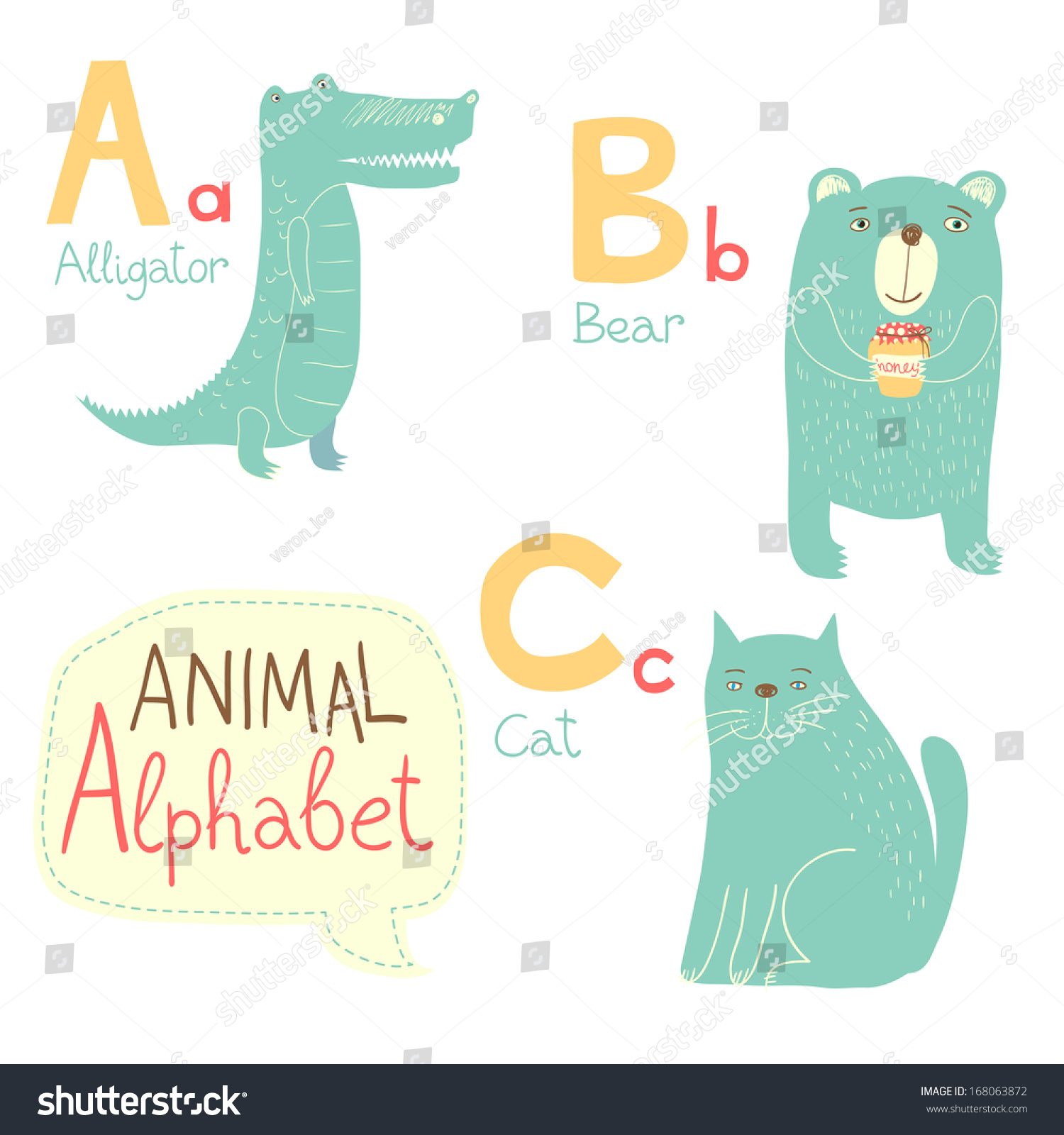 Cute Zoo Alphabet Vector B C Stock Vector (Royalty Free) 168063872 ...