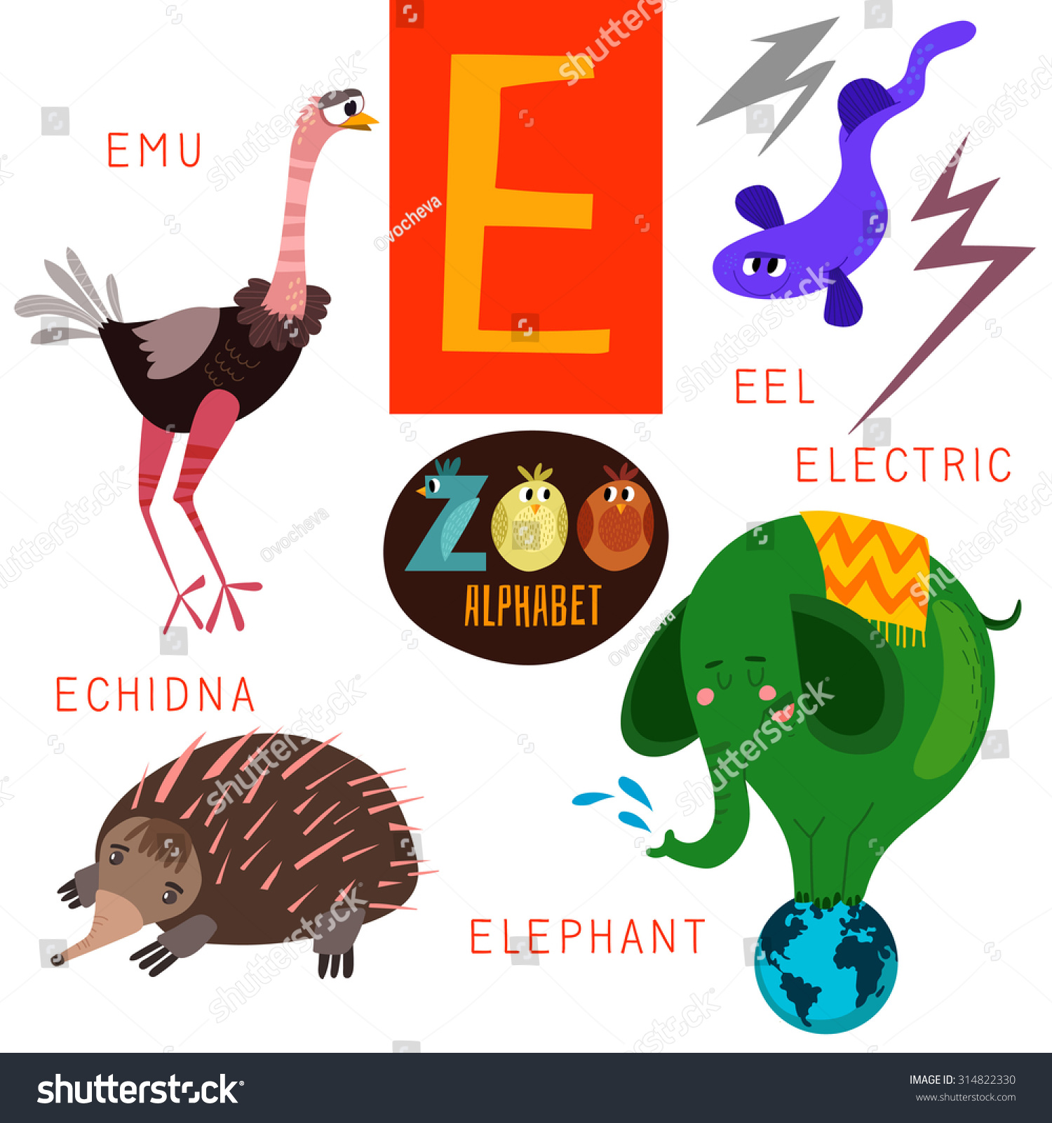 Cute Zoo Alphabet Vectore Letter Funny Stock Vector 314822330 ...
