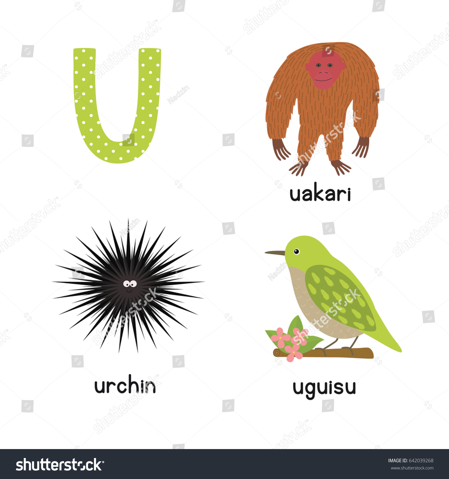 Cute Zoo Alphabet Vector U Letter Stock Vector (Royalty Free) 642039268