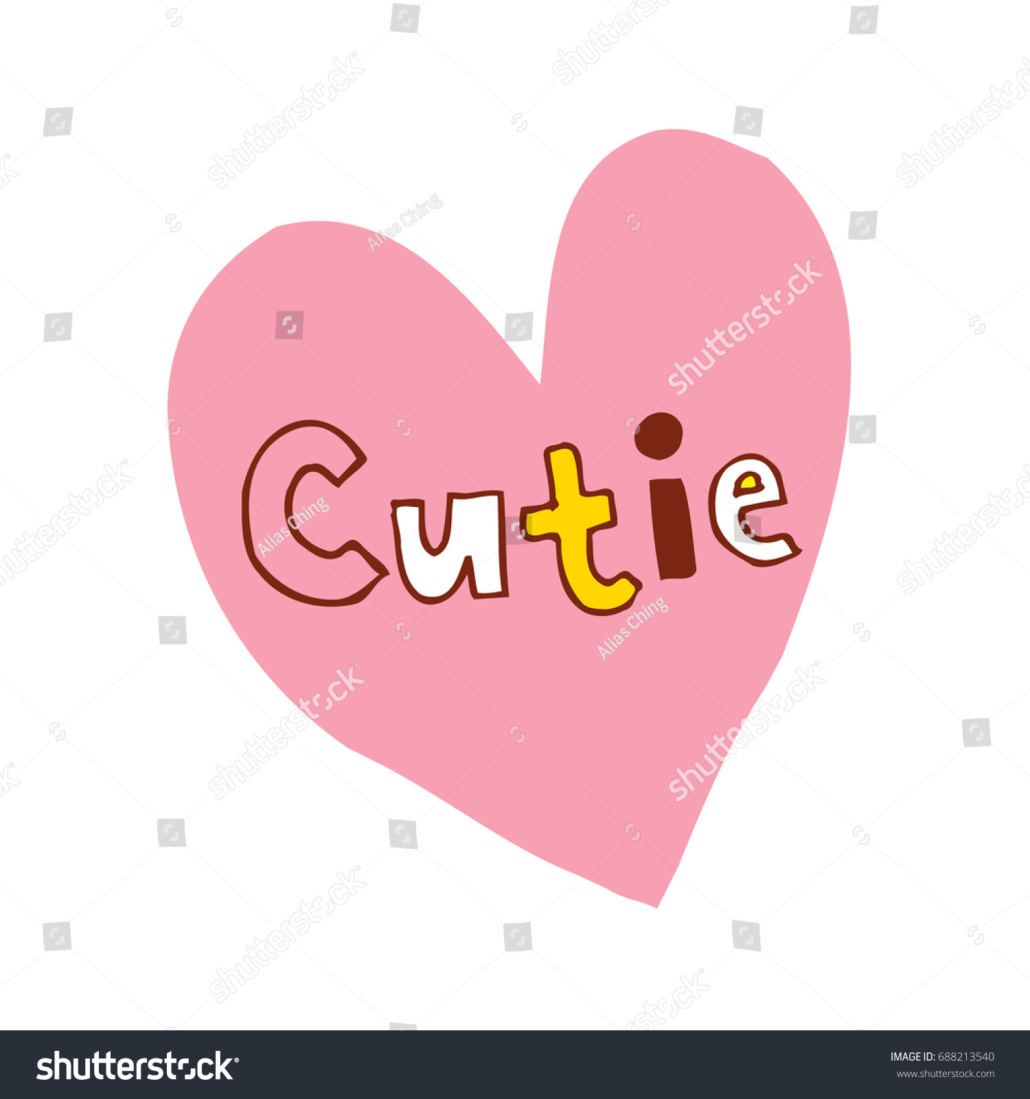 Cutie Heart Shaped Hand Lettering Design Stock Vector (Royalty Free ...