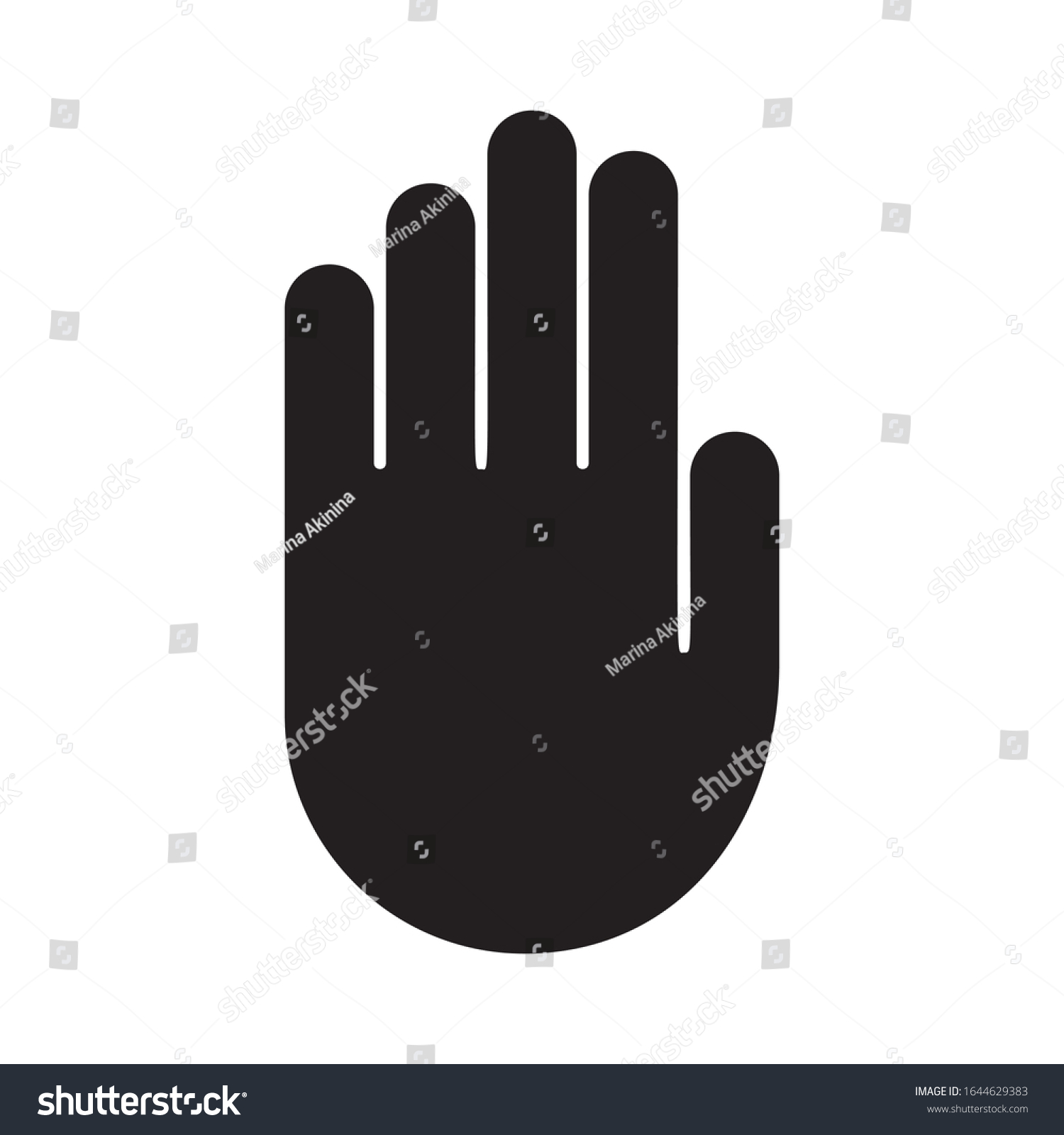 SVG of Cutout silhouette Palm of right hand icon. Outline template for warning, taboo and ban. Black simple illustration. Flat isolated vector image on white background. Stop symbol with copy space svg