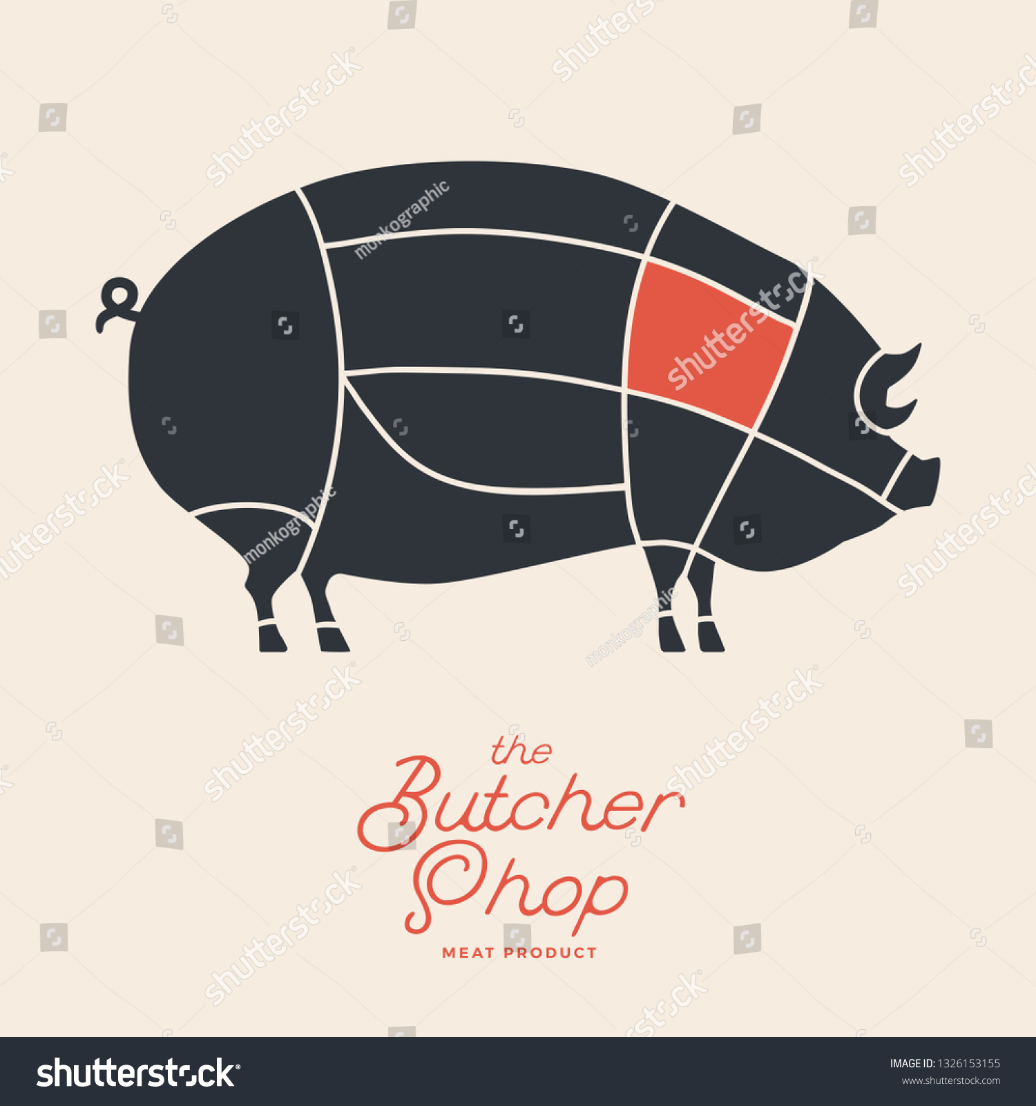 Cuts Pork Poster Design Butcher Shop Stock Vector (Royalty Free ...