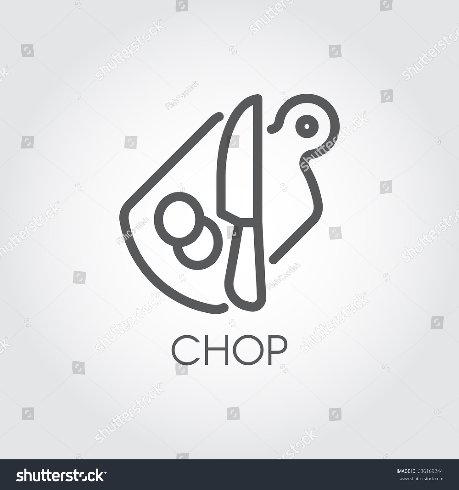 SVG of Cutting board, knife and pieces of abstract product. Chopping desk - kitchen utensils theme. Cooking outline symbol. Vector illustration svg