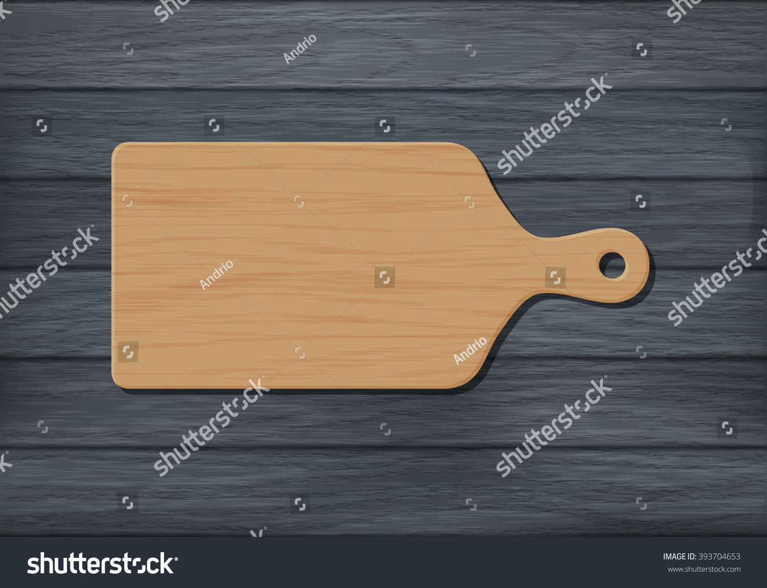 SVG of Cutting board on wooden background. Vector color illustration svg
