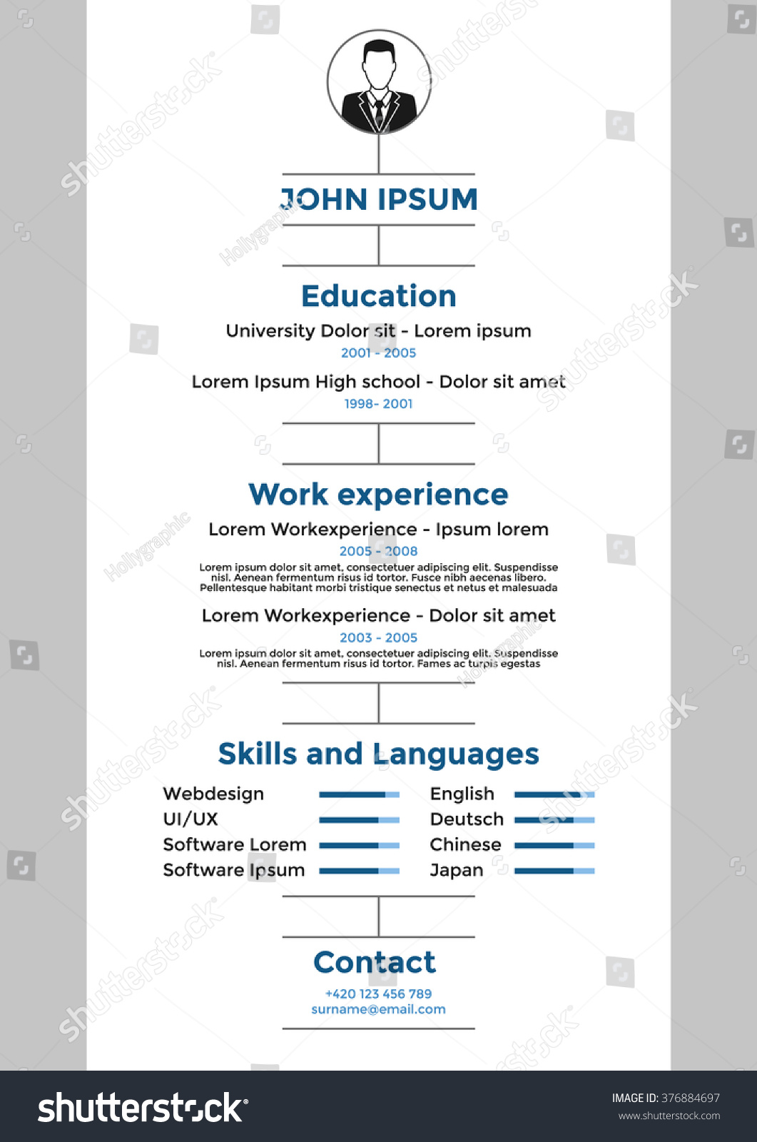 cv resume template vector graphic layout stock vector 376884697