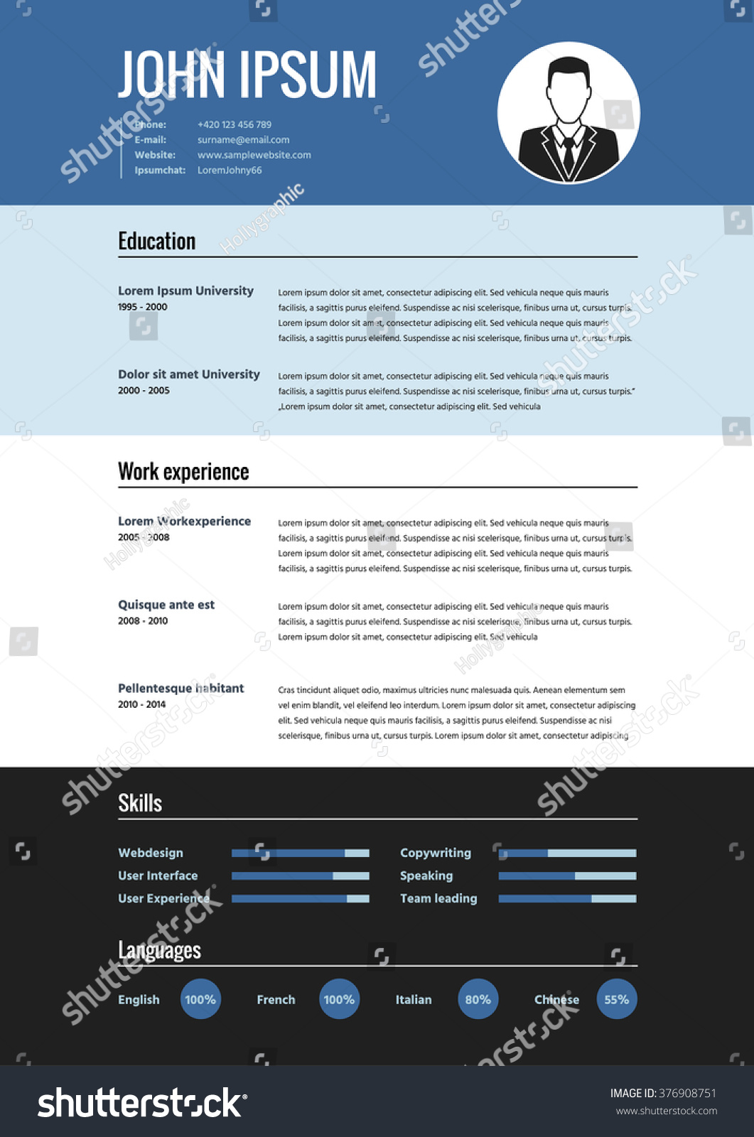 cv resume template vector graphic layout stock vector