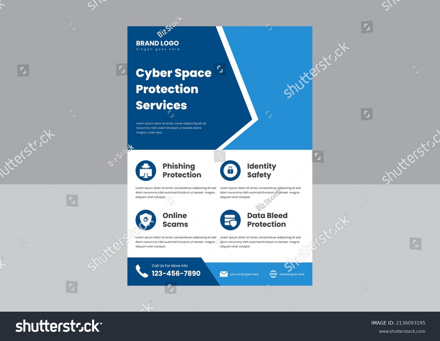 Cyber Security Flyer Poster Template Cyber Stock Vector Royalty Free 2136093195 Shutterstock 2136