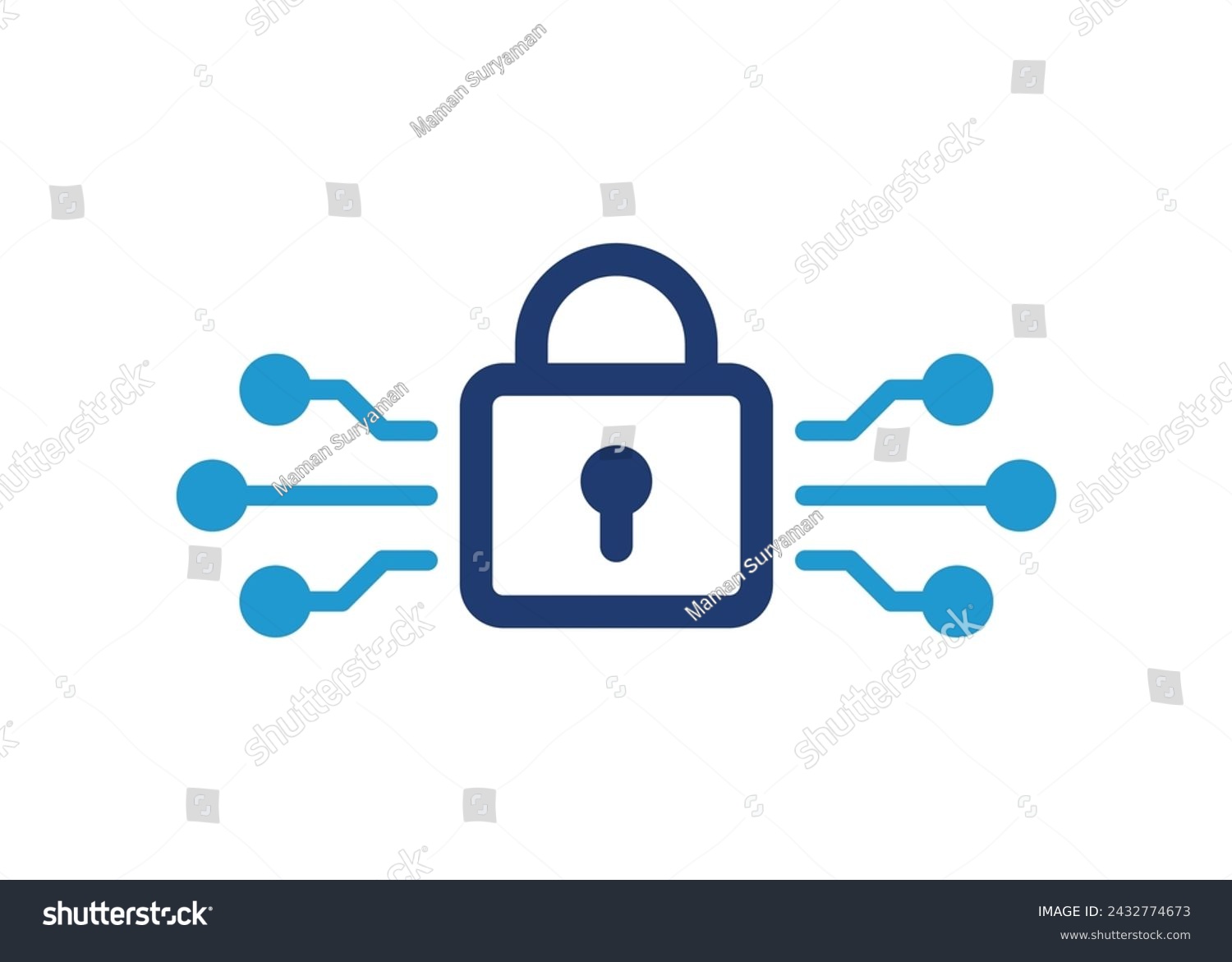 blue padlock with circuit design clip art preview