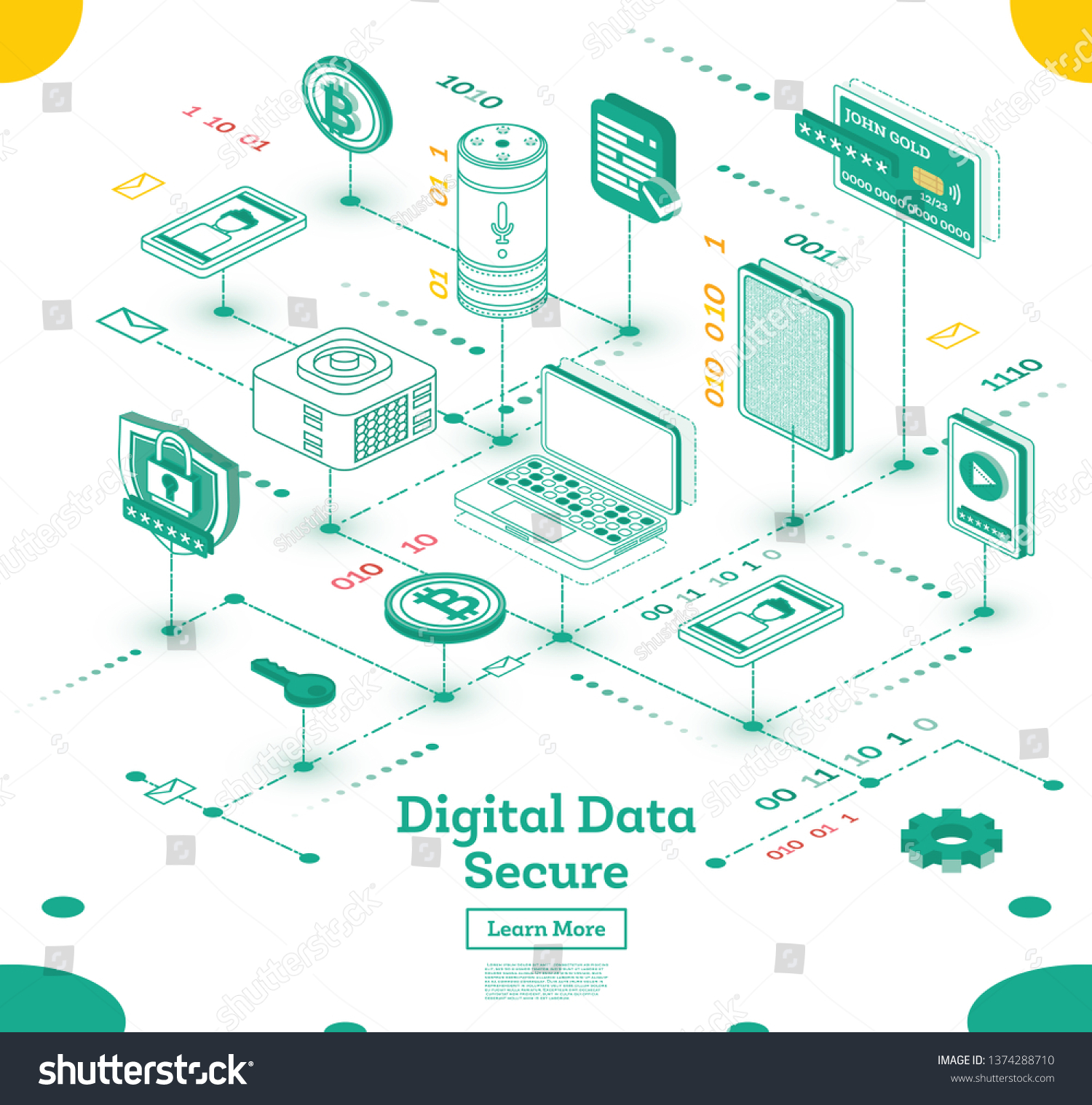 Cyber Security Isometric Concept Vector Illustration: เวกเตอร์สต็อก ...