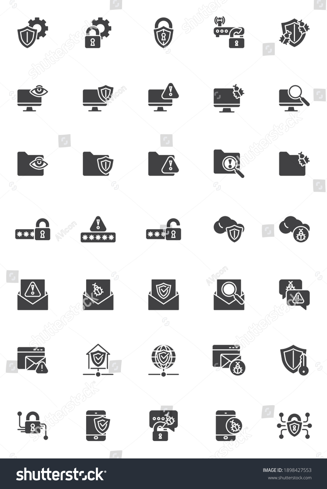 Cyber Security Vector Icons Set Modern Stock Vector (Royalty Free ...