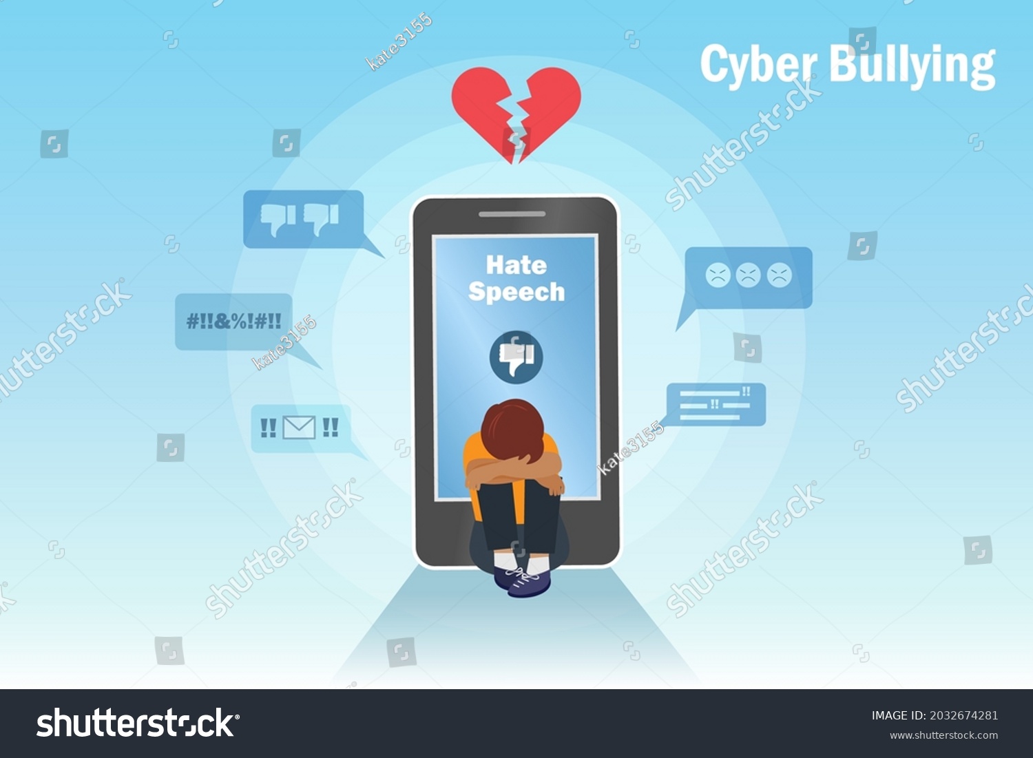 Cyberbullying Negative Criticism Online Hate Speech Stock Vector ...