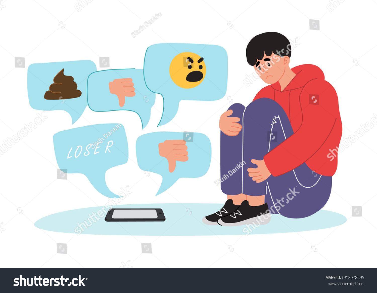 Cyberbullying Teen Bullying Trolling Mobile Phones Stock Vector ...