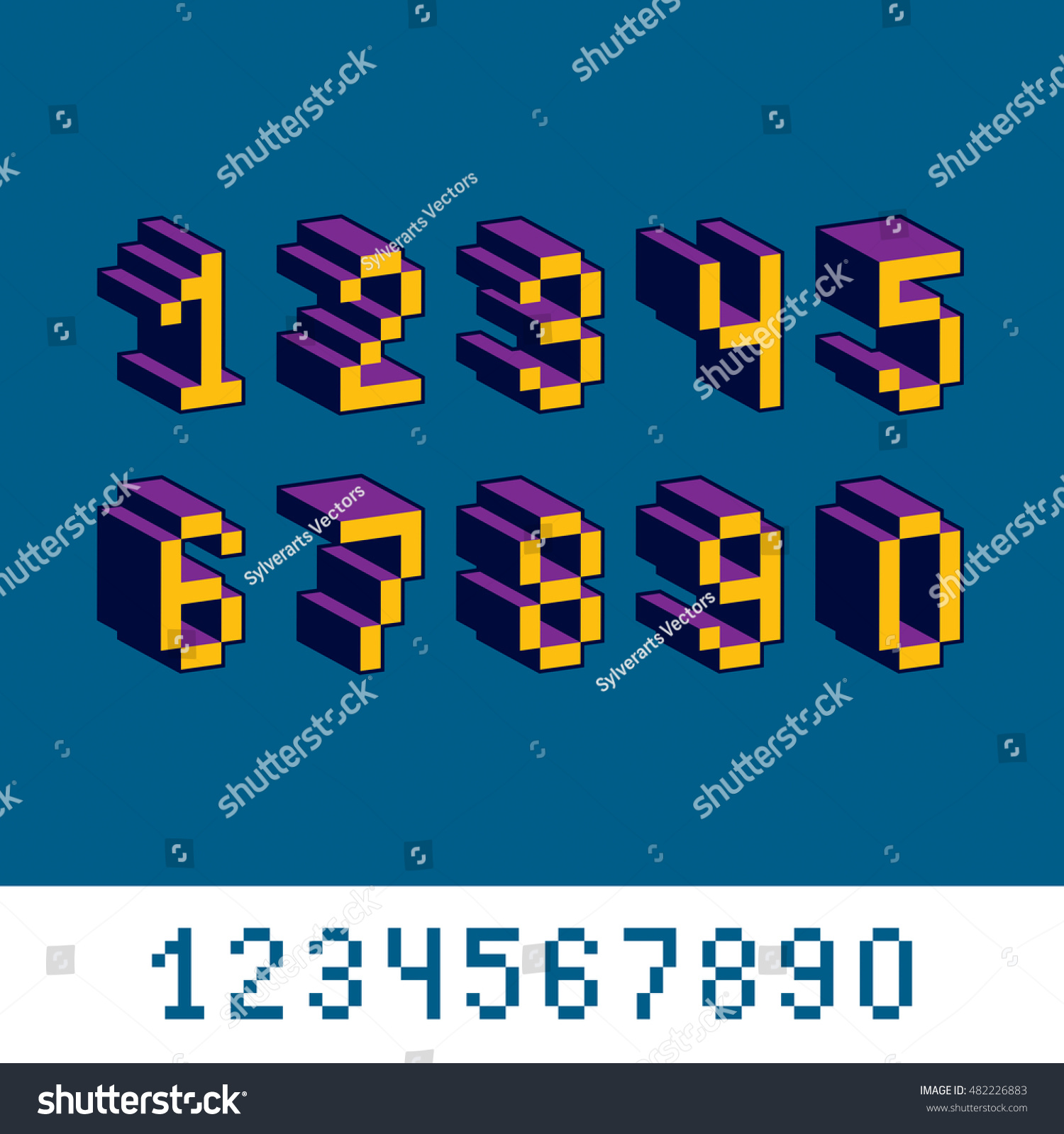 Vektor Stok Cybernetic 3d Numbers Pixel Art Vector Tanpa Royalti 482226883 Shutterstock 7491