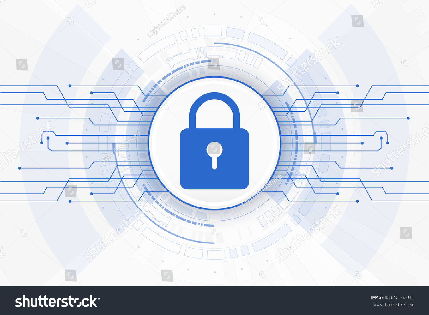 Cybersecurity Design Internet Network Locking Blue Stock Vector ...