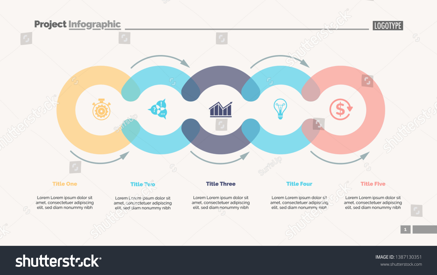 Cycle Diagram Five Elements Circular Infographics Stock Vector Royalty Free 1387130351 8029