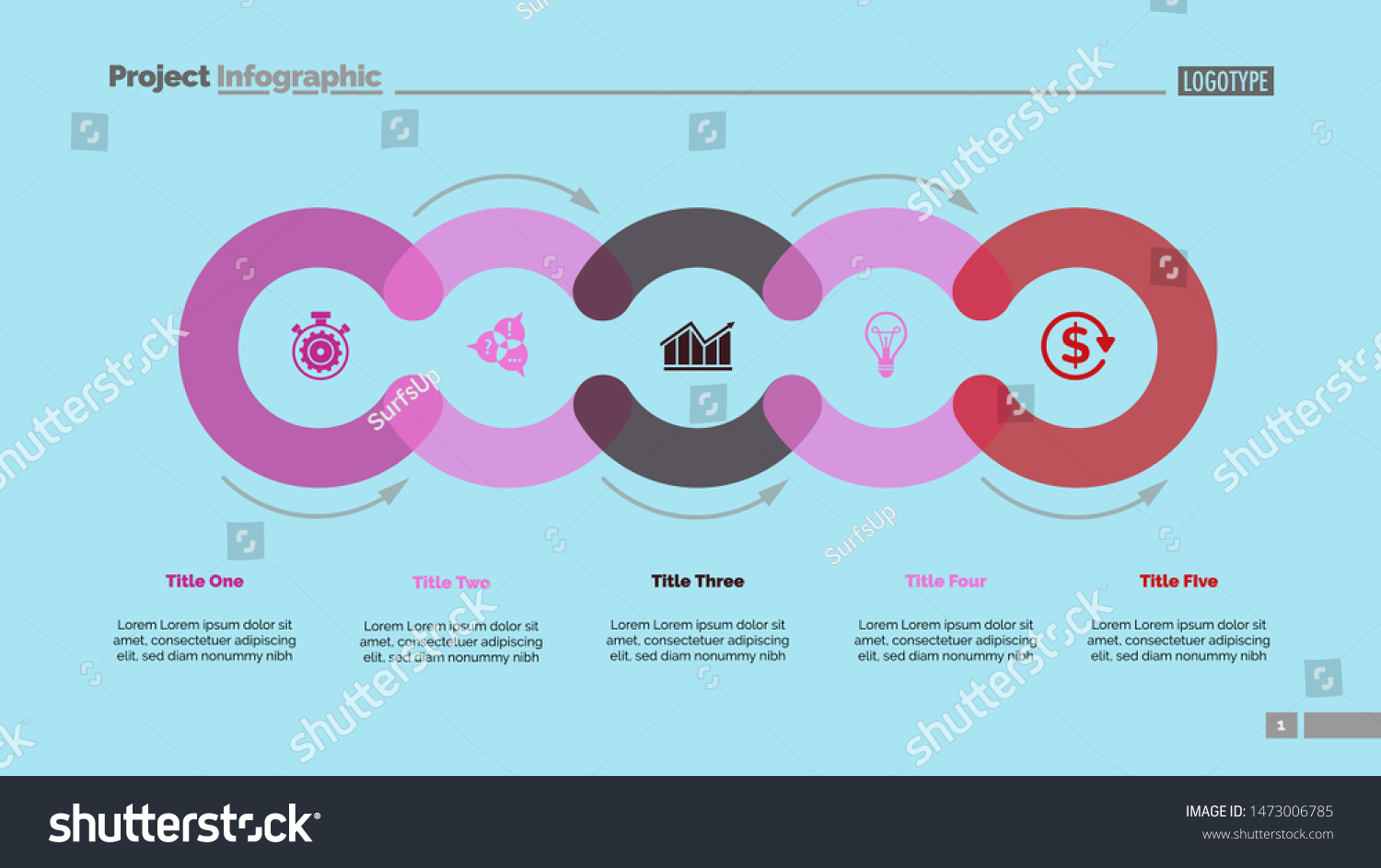 Cycle Diagram Five Elements Circular Infographics Vector De Stock Libre De Regalías 9125