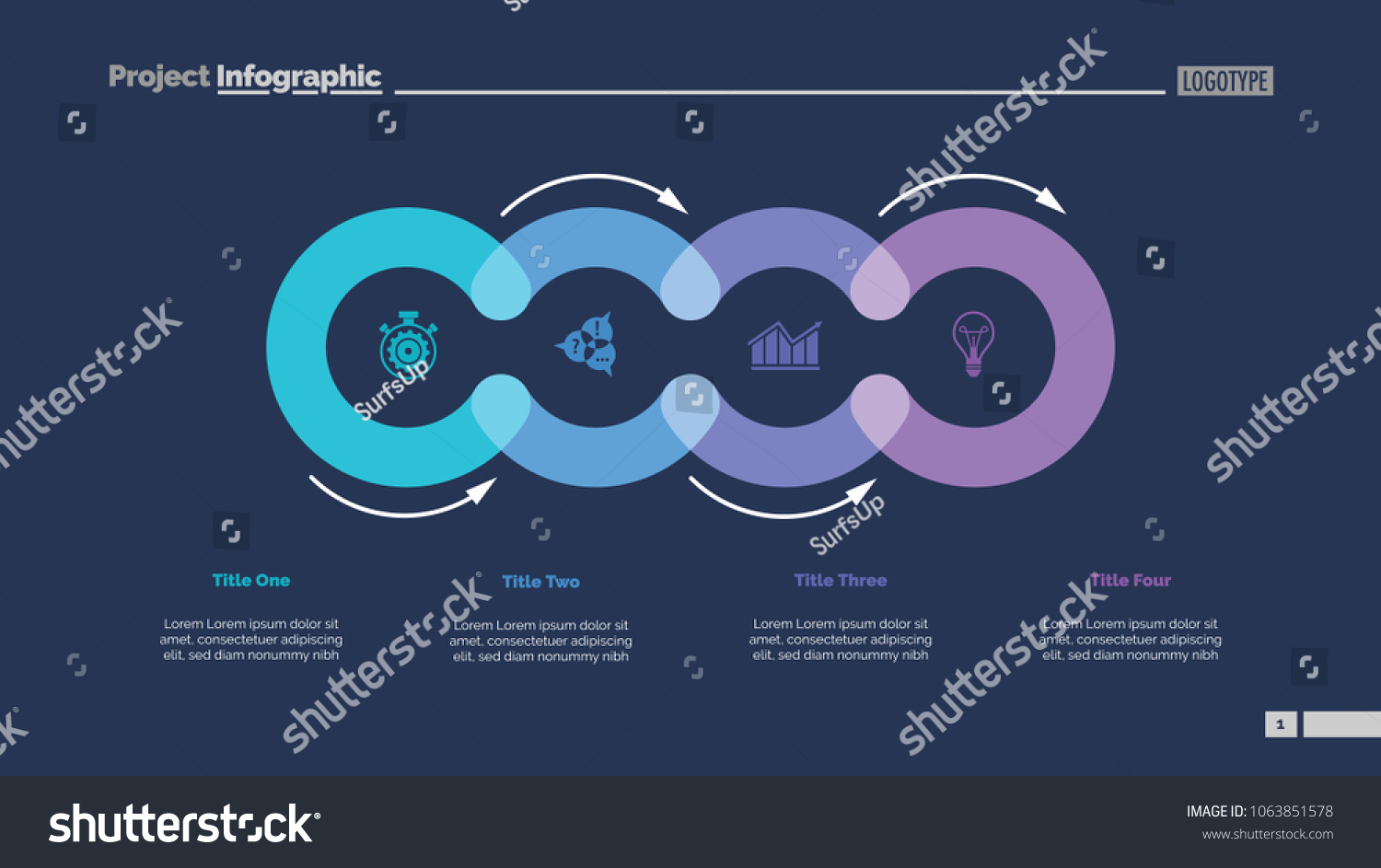 Four Diagram Infographics Stock Elements Circular ... Cycle