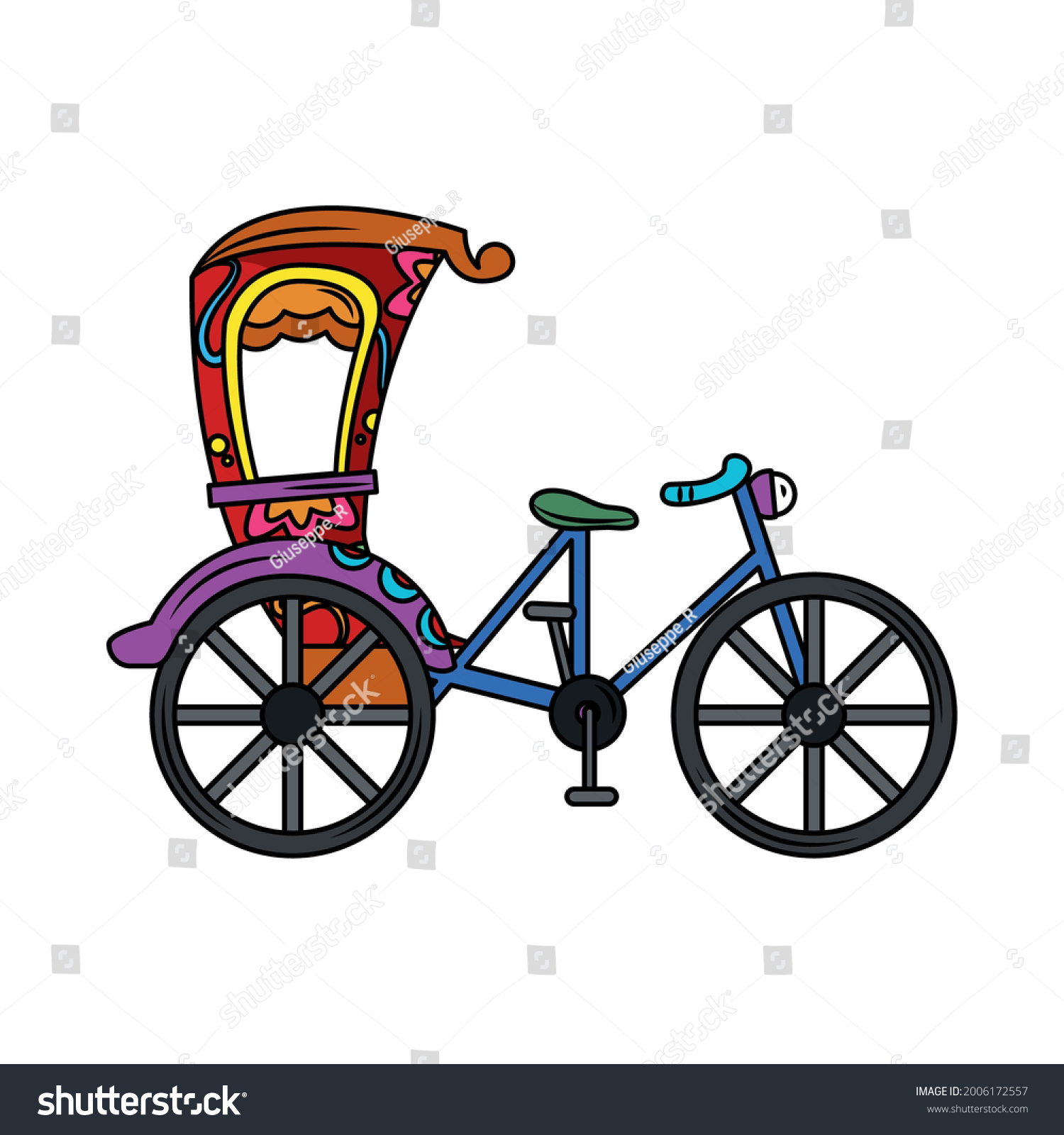 Cycle Rickshaw Indian Culture Icon Stock Vector (Royalty Free) 2006172557