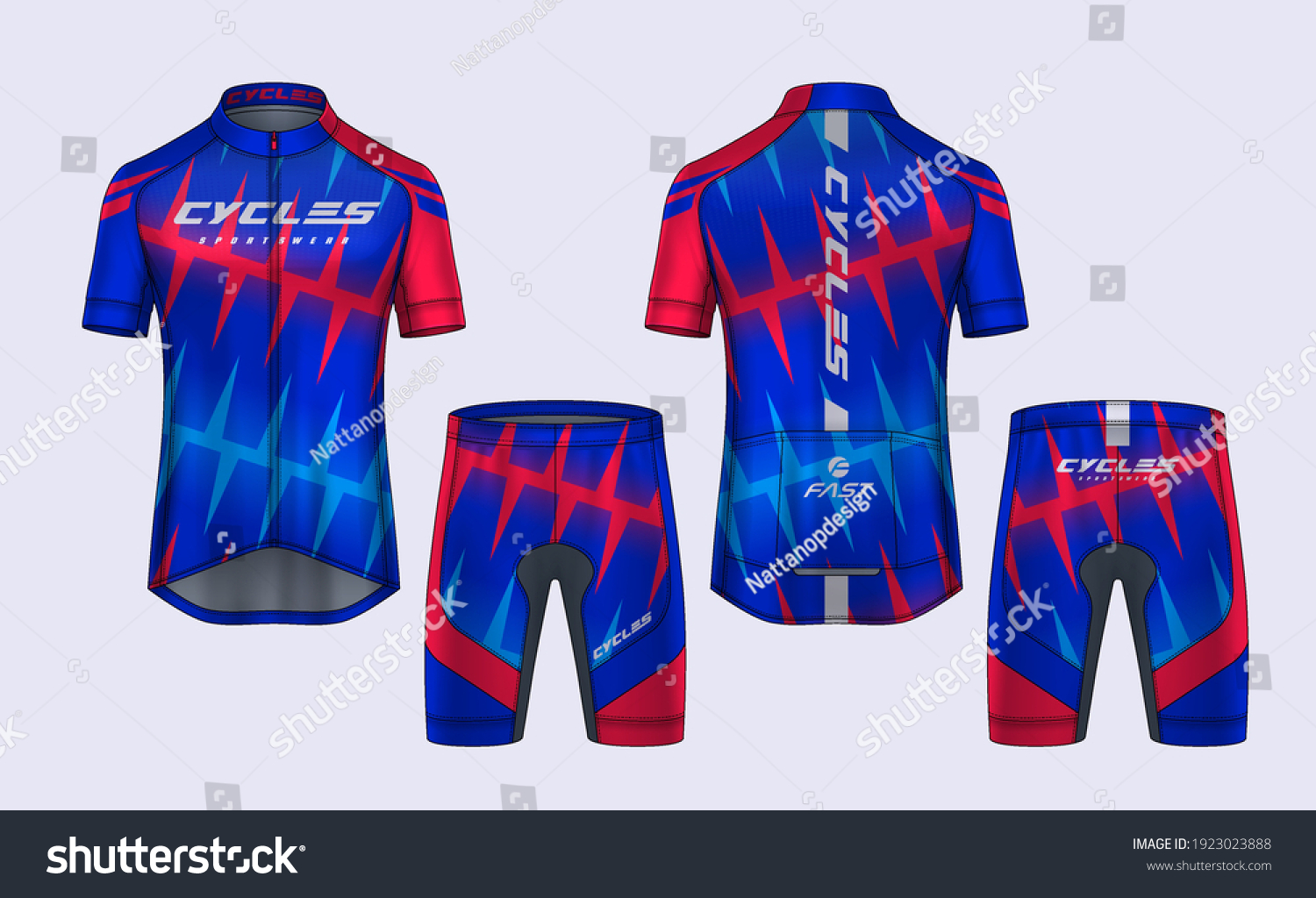 Mockup de ciclismo Jerseys, plantilla de: vector de stock (libre de