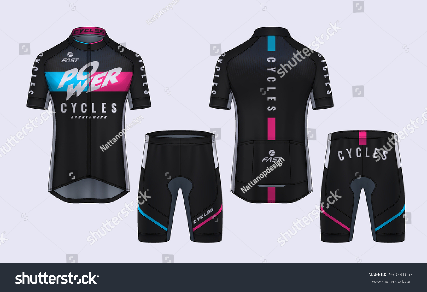 Mockup de ciclismo Jerseys, plantilla de: vector de stock (libre de