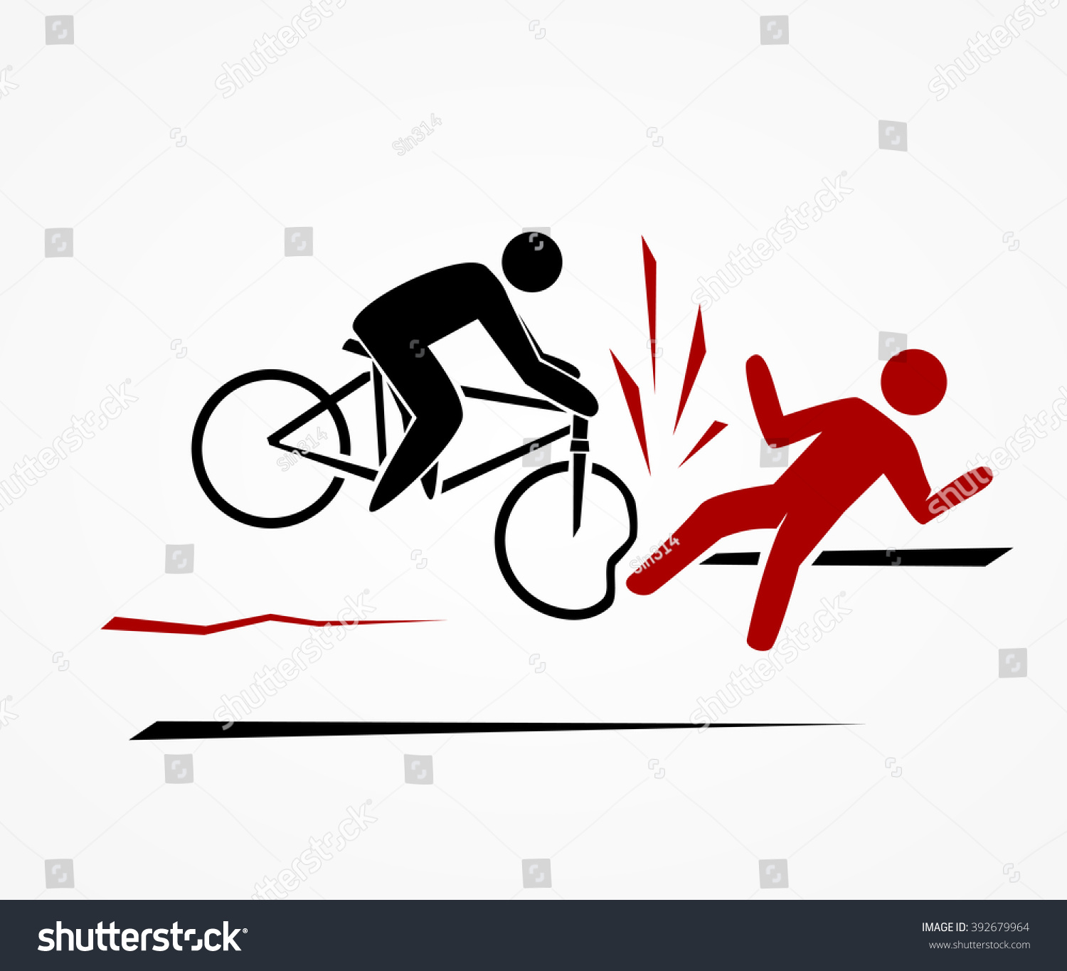 Cyclist Knocked Down Pedestrian Stock Vector 392679964 - Shutterstock