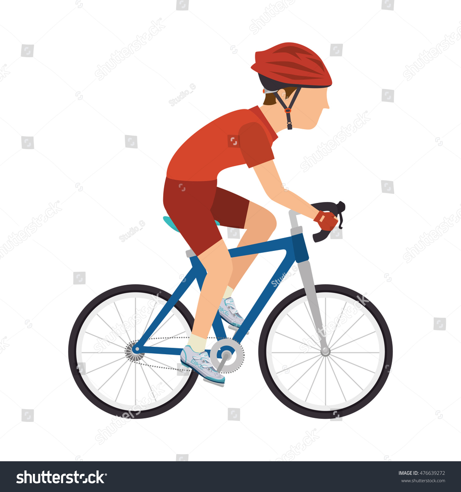 Cyclist Man Riding Sport Bicycle Exercise Training With Protection ...