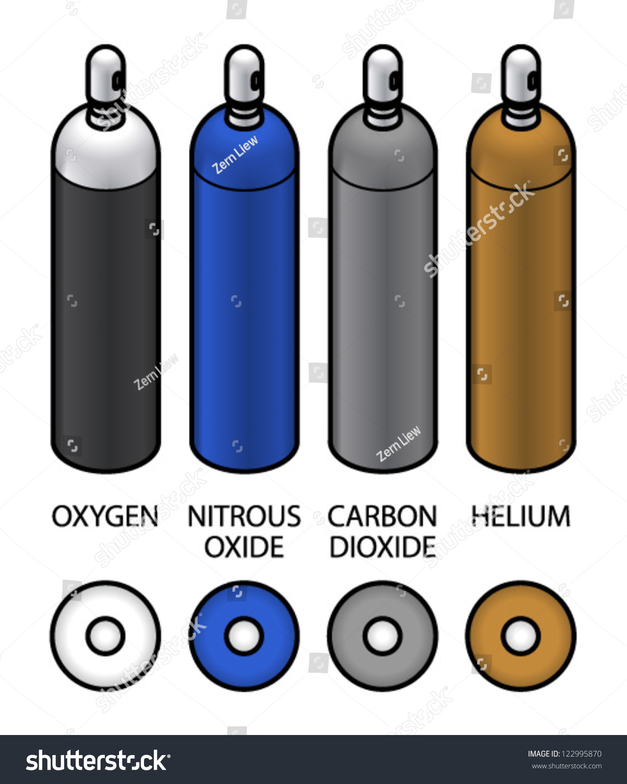 Cylinders Pure Medical Gasses Industry Standard Stock Vector 122995870 ...