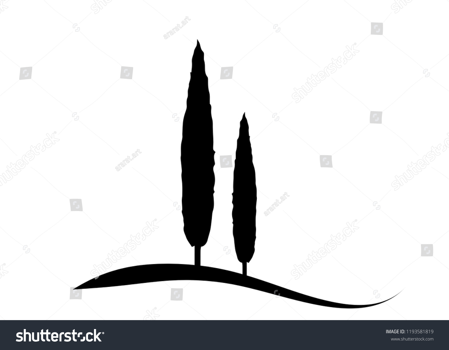 SVG of Cypress icon. Simple illustration of cypress vector icon for web. Italian silhouette cypress trees the typical tuscan landscape. Ecology Logo design  Vector isolated or white background  svg